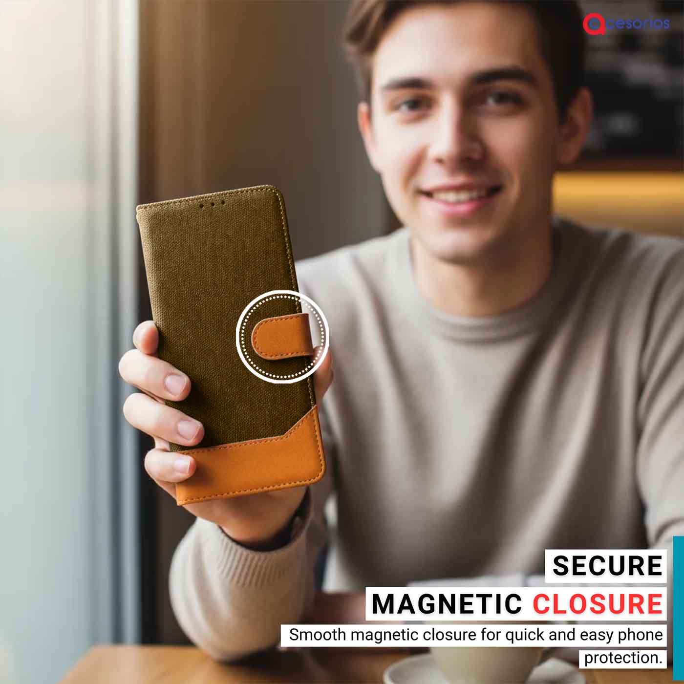 Accesorios Redmi K50I denim flip cover – Dark Brown – Image 6 #color_dark b