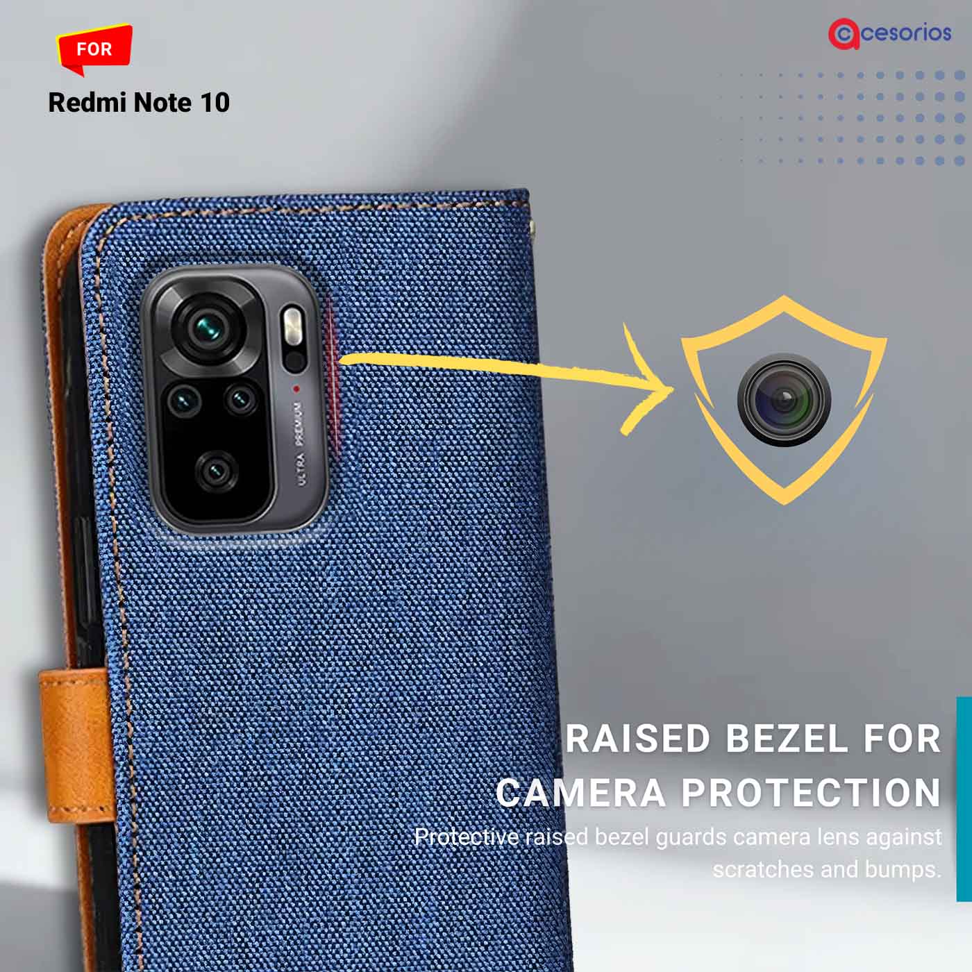 Denim & Leather back panel — Redmi Note 10 in Blue mobile case