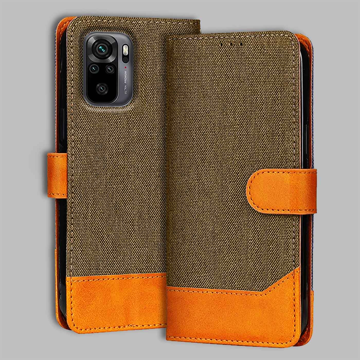 Accesorios Redmi Note 10 denim flip cover – Dark Brown – Image 1 #color_dark b