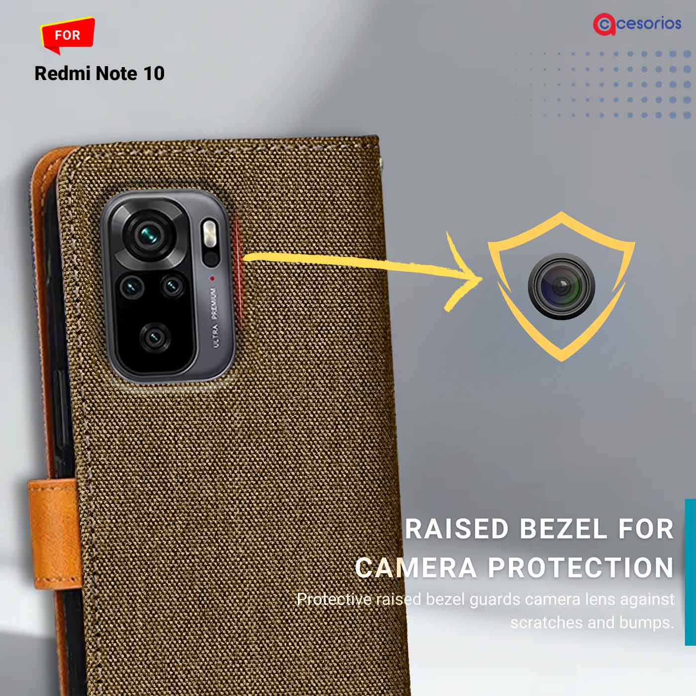 Accesorios Redmi Note 10 denim flip cover – Dark Brown – Image 2 #color_dark b