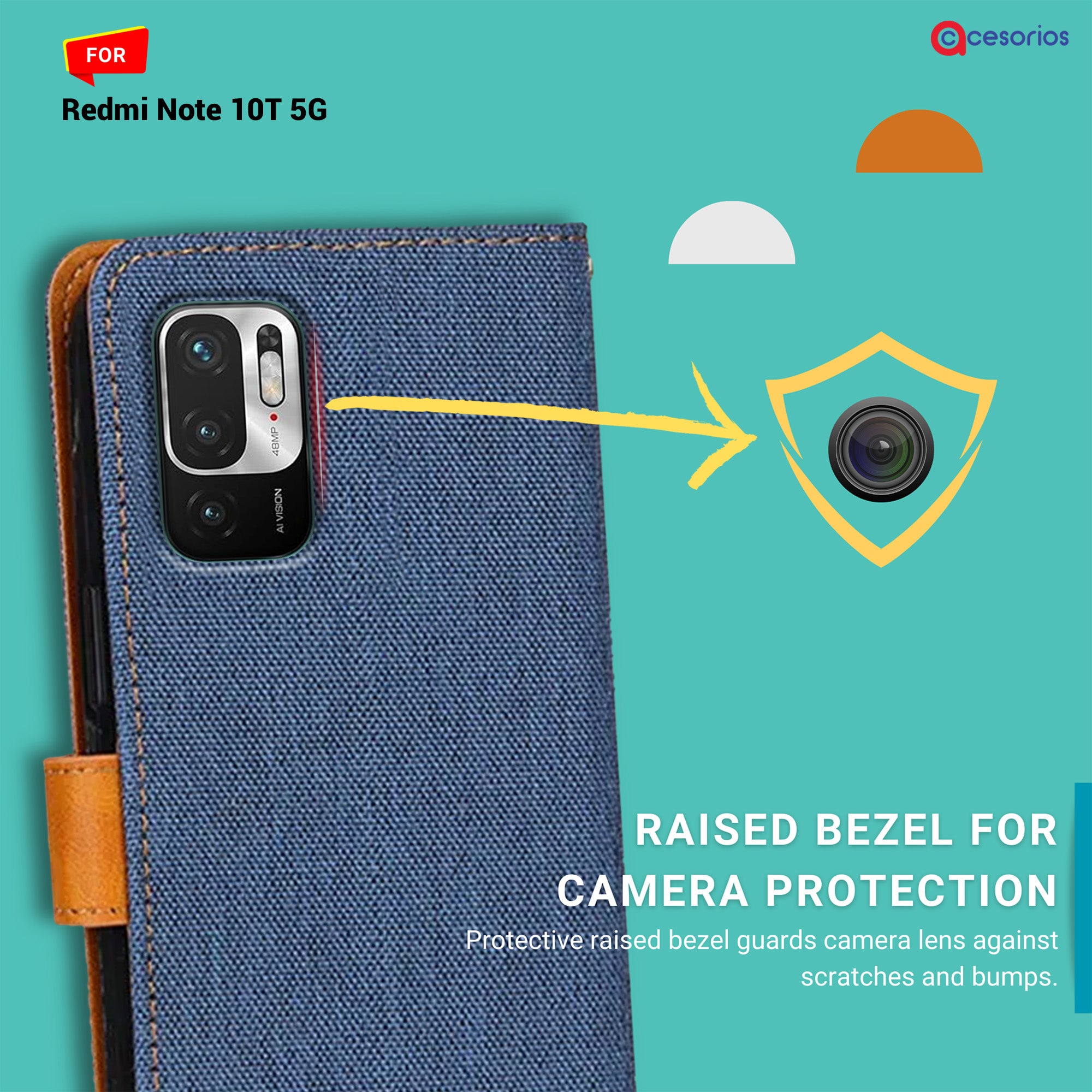 Accesorios Redmi Note 10T 5G denim flip cover – Blue – Image 2 #color_blue