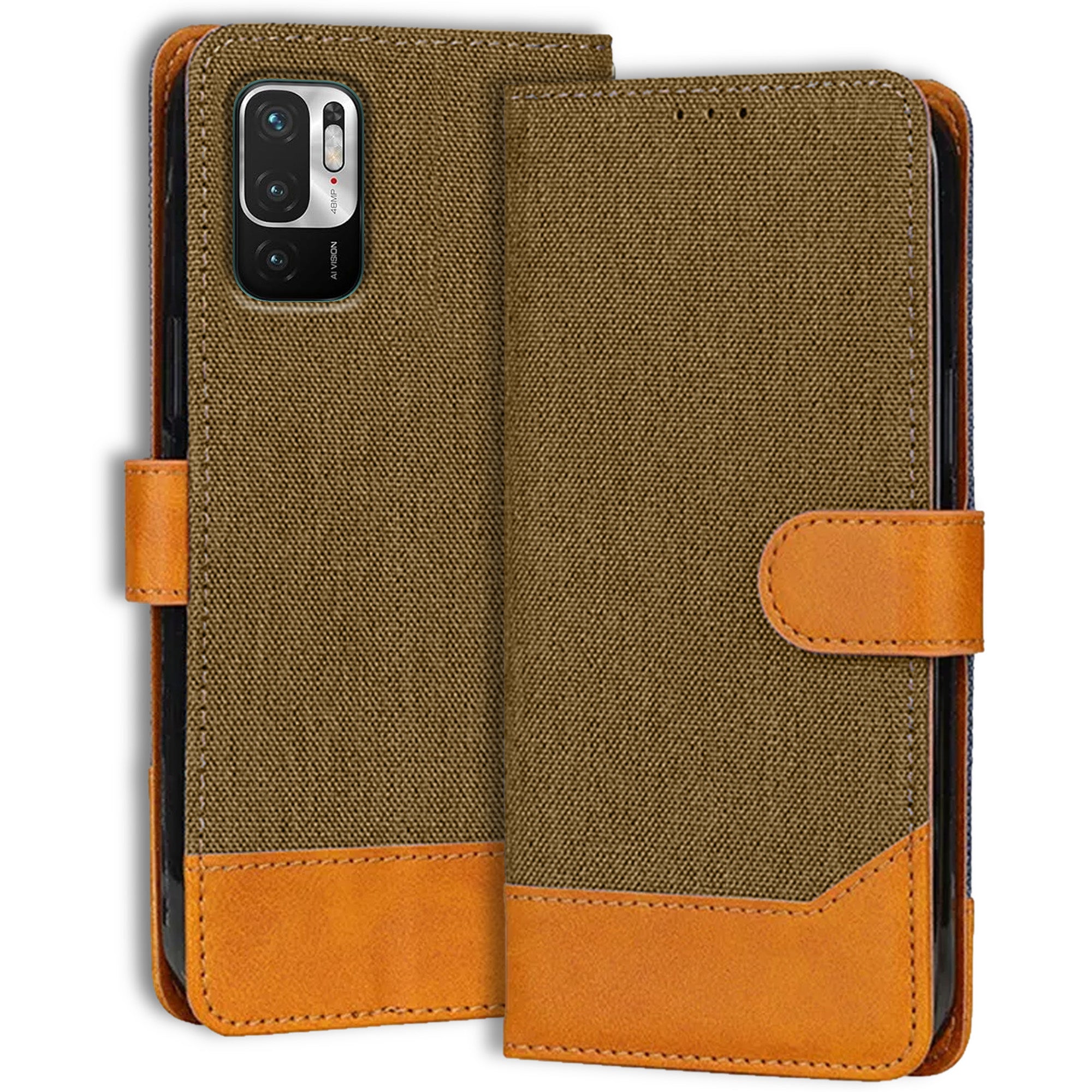 Accesorios Redmi Note 10T 5G denim flip cover – Dark Brown – Image 1 #color_dark brown