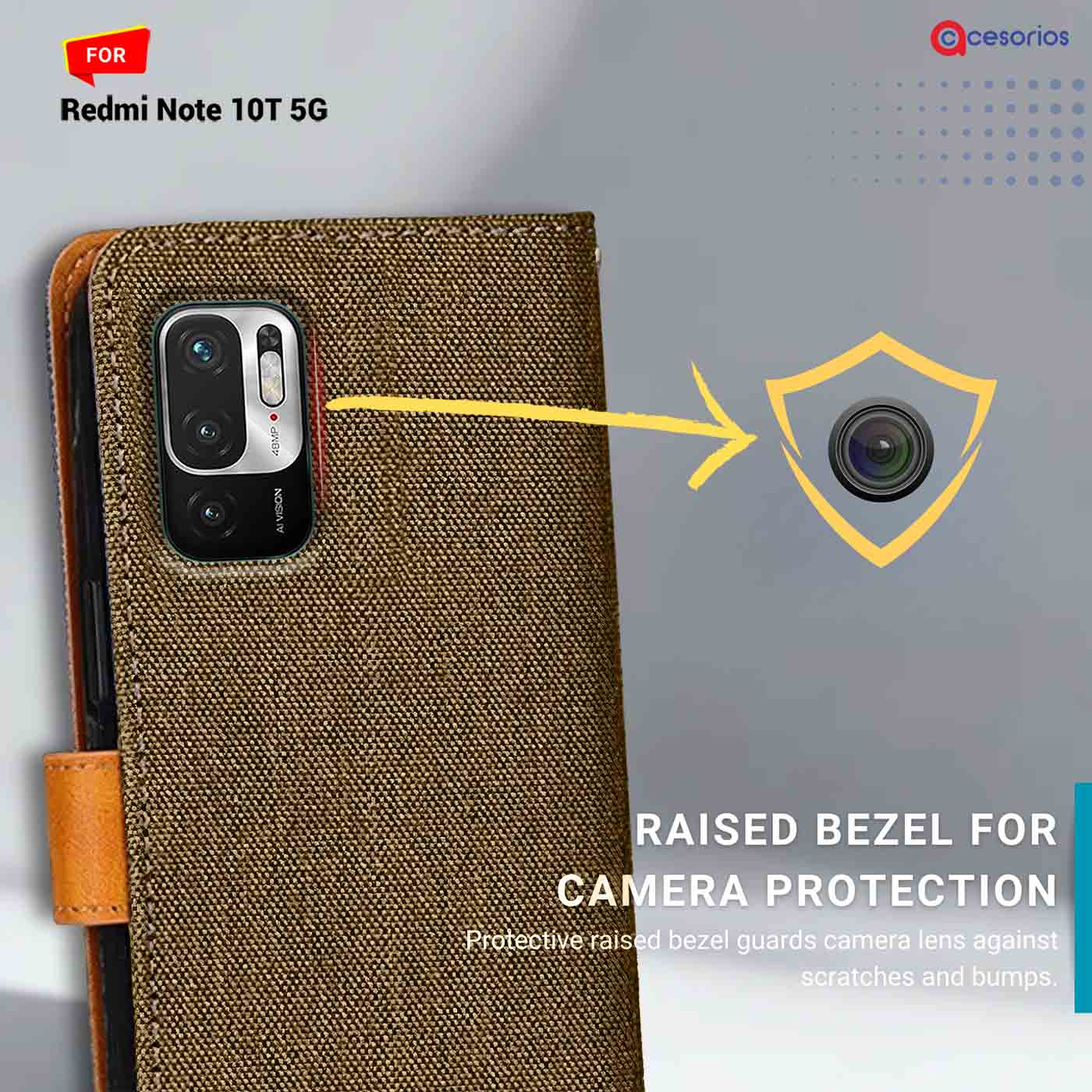 Denim & Leather back panel — Redmi Note 10T 5G in Dark Brown mobile case