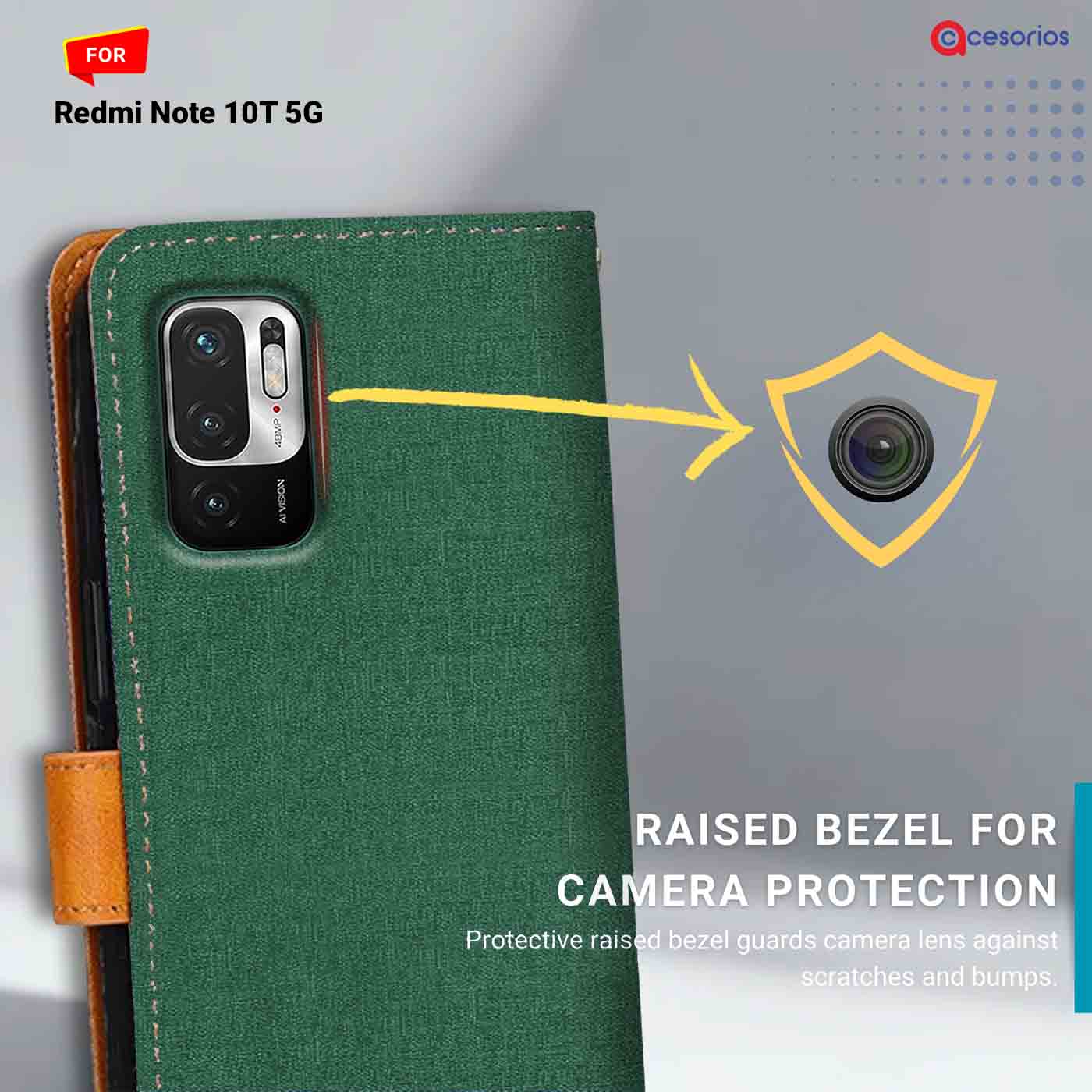 Canvas & Suede back panel — Redmi Note 10T 5G in Green mobile case