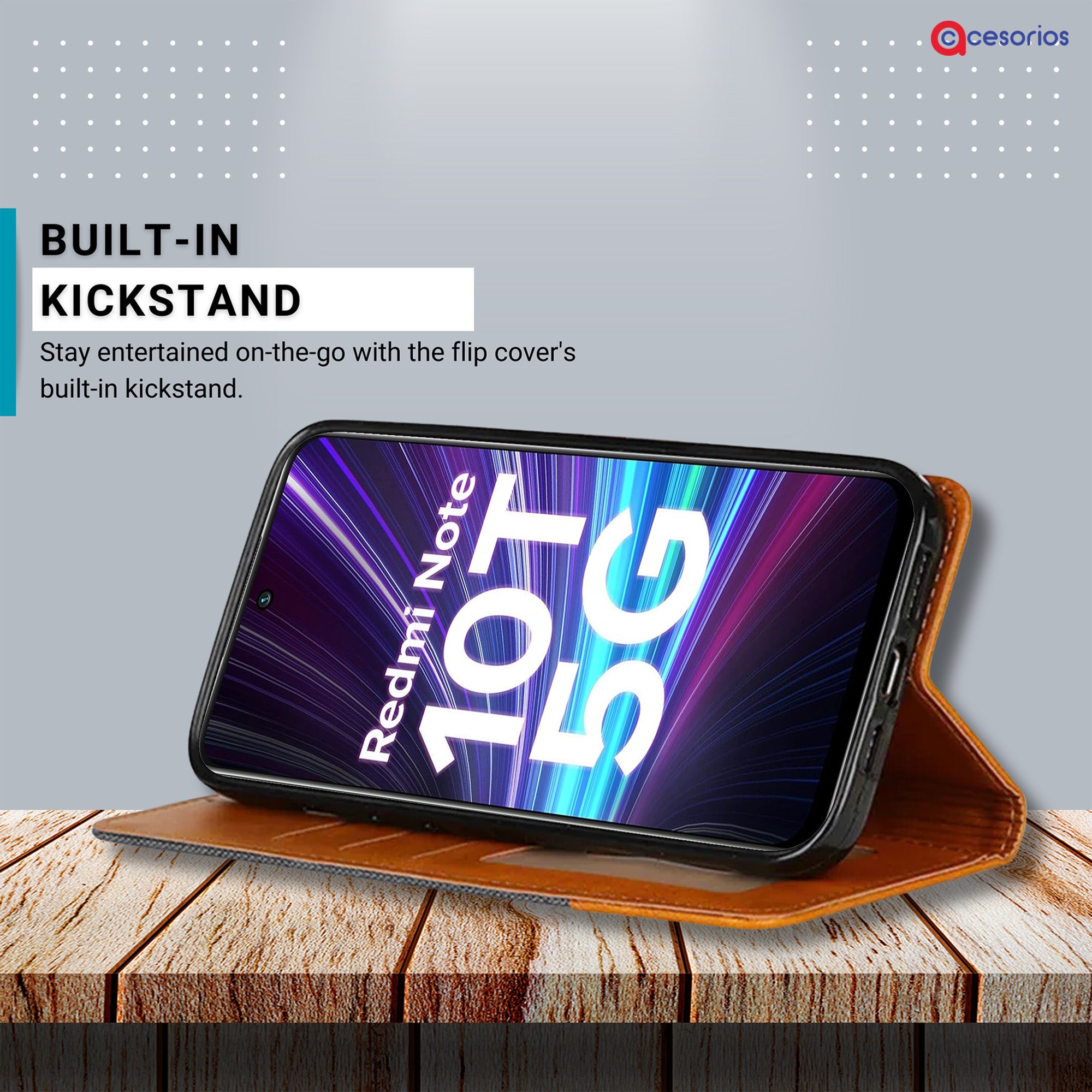 Accesorios Redmi Note 10T 5G denim flip cover – Grey – Image 4 #color_grey
