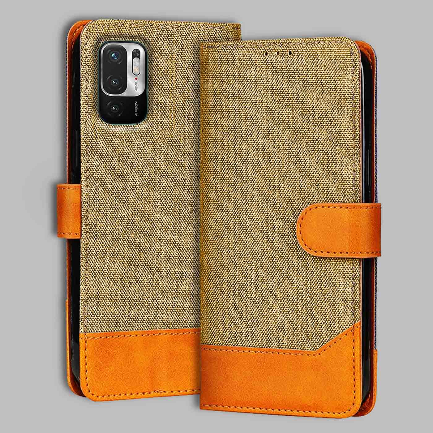 Accesorios Redmi Note 10T 5G denim flip cover – Light Brown – Image 1 #color_light b