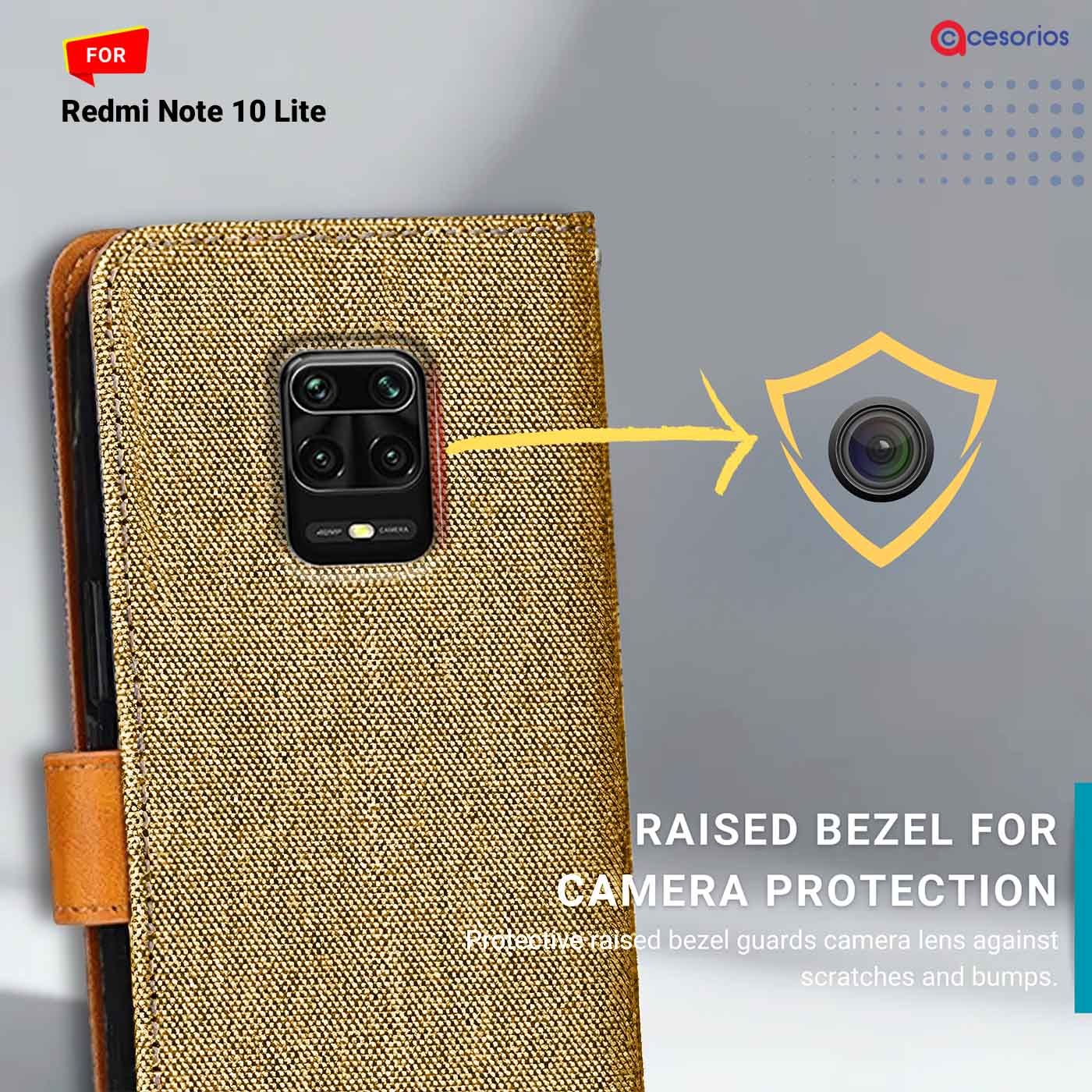 Accesorios Redmi Note 10 Lite denim flip cover – Light Brown – Image 2 #color_light b