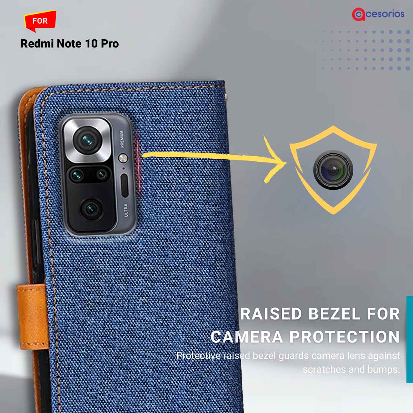 Denim & Leather back panel — Redmi Note 10 Pro in Blue mobile case