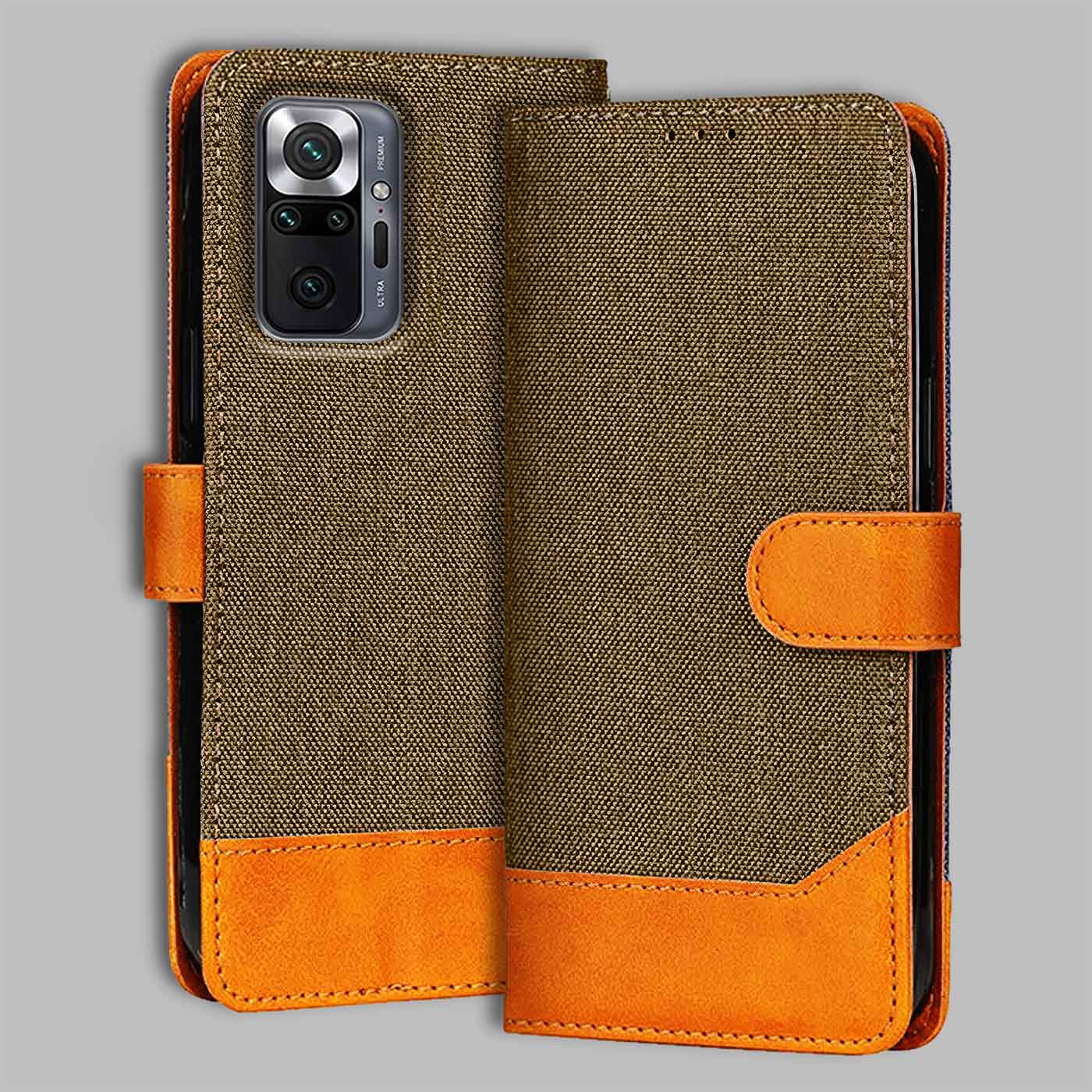 Accesorios Redmi Note 10 Pro denim flip cover – Dark Brown – Image 1 #color_dark b