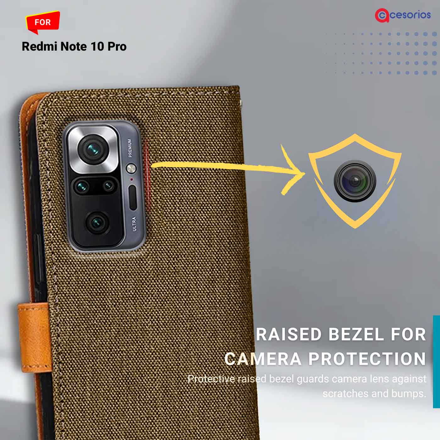Accesorios Redmi Note 10 Pro denim flip cover – Dark Brown – Image 2 #color_dark b