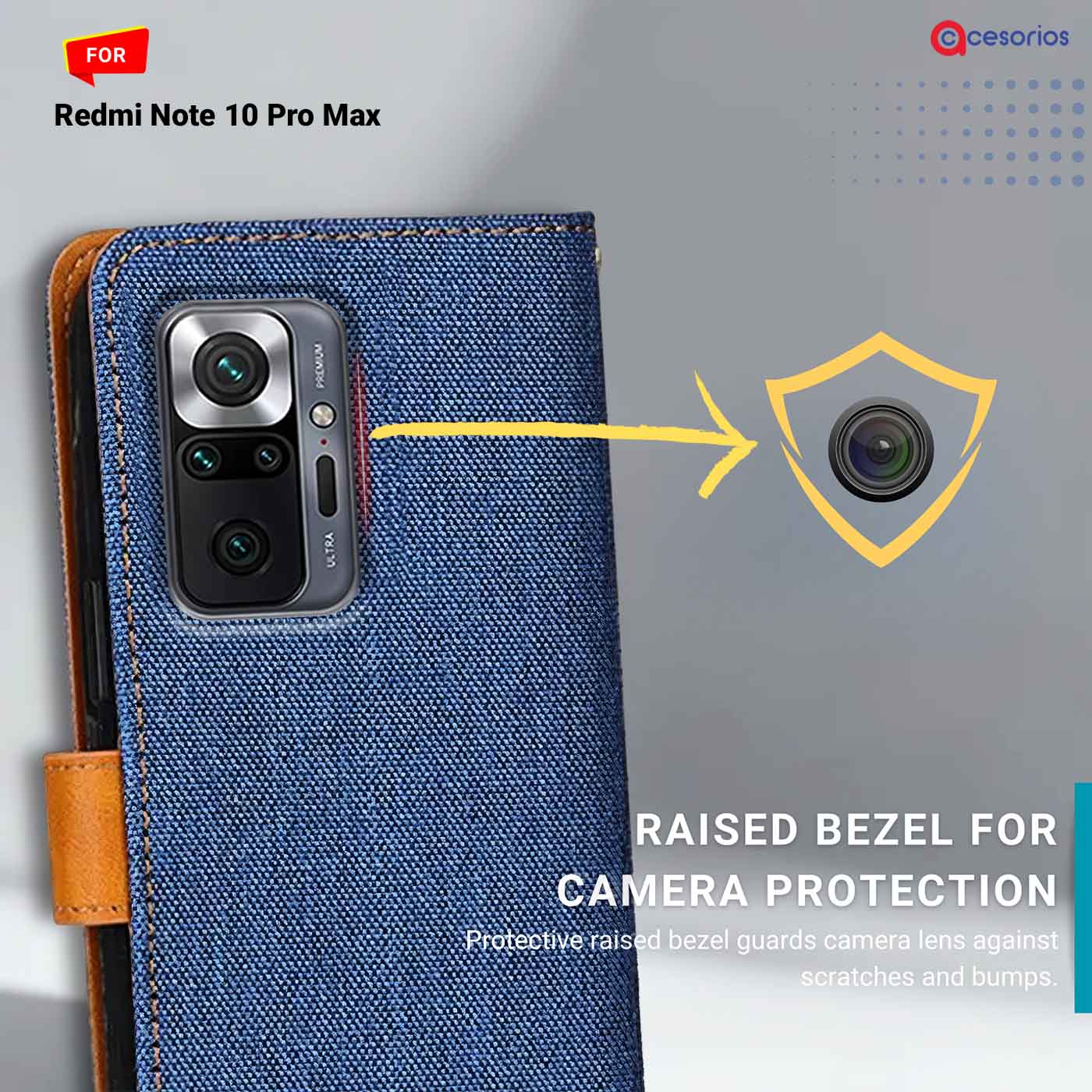 Denim & Leather back panel — Redmi Note 10 Pro Max in Blue mobile case