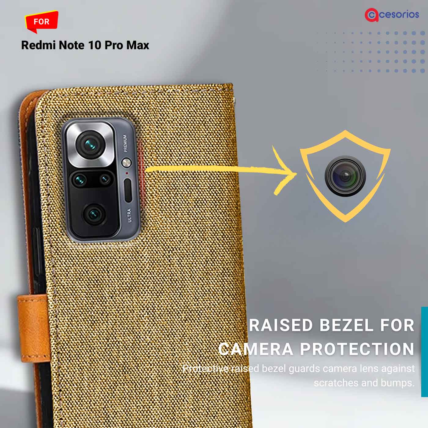 Denim & Leather back panel — Redmi Note 10 Pro Max in Light Brown mobile case