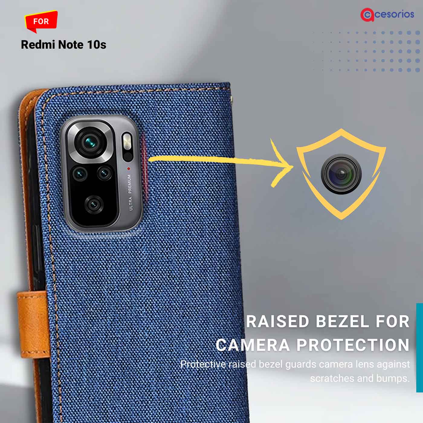 Denim & Leather back panel — Redmi Note 10S in Blue mobile case