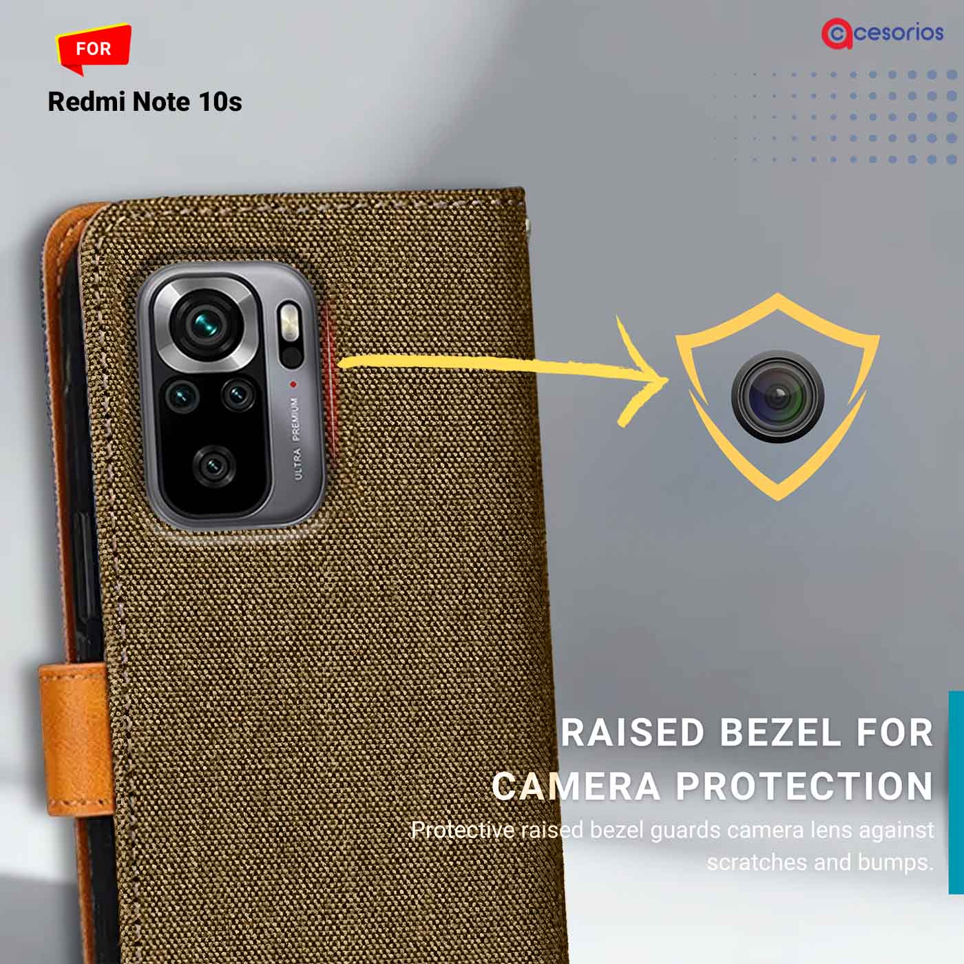 Denim & Leather back panel — Redmi Note 10S in Dark Brown mobile case
