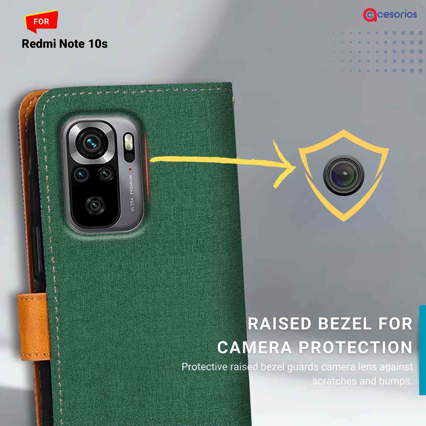 Canvas & Suede back panel — Redmi Note 10S in Green mobile case