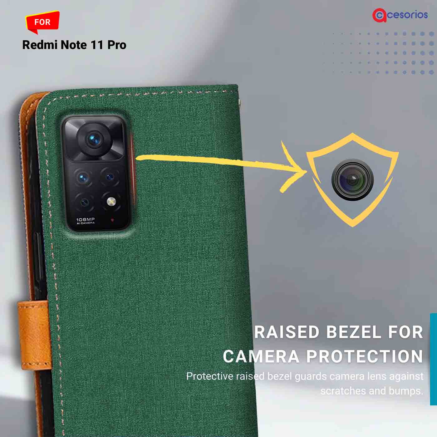 Accesorios Redmi Note 11 Pro denim flip cover – Green – Image 2 #color_g