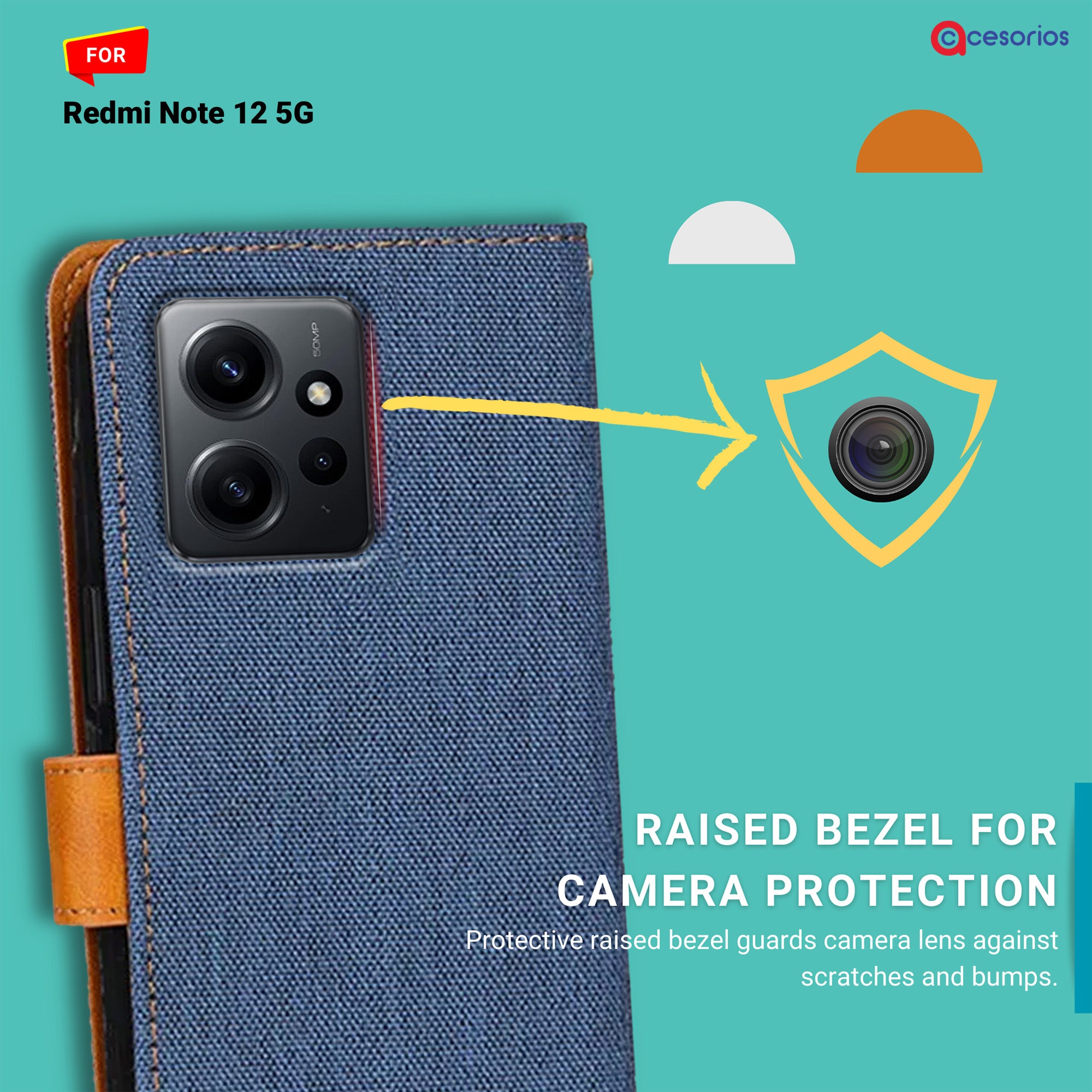 Accesorios Redmi Note 12 5G denim flip cover – Blue – Image 2 #color_blue