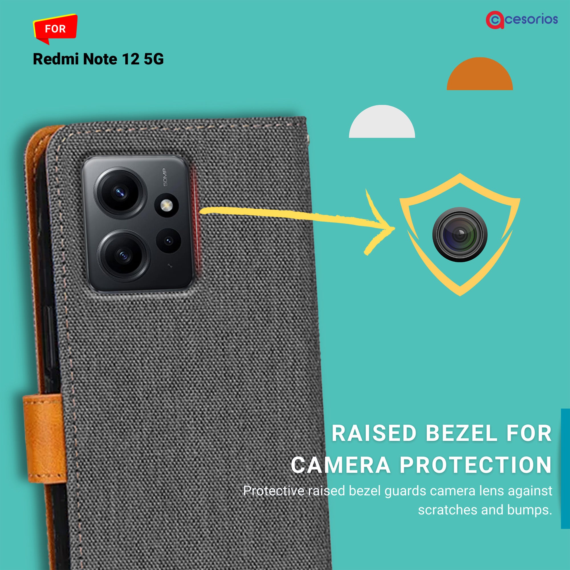 Accesorios Redmi Note 12 5G denim flip cover – Grey – Image 2 #color_grey