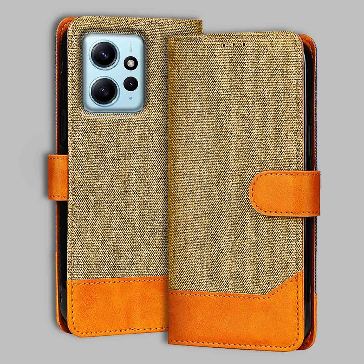 Accesorios Redmi Note 12 5G denim flip cover – Light Brown – Image 1 #color_light b