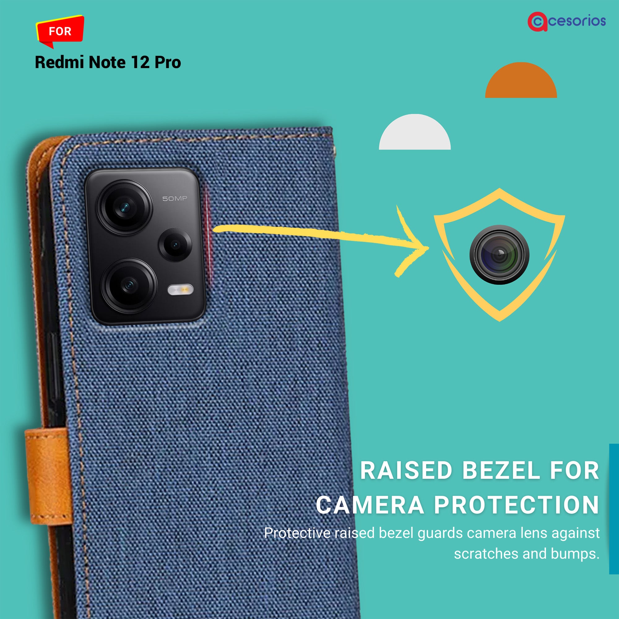 Accesorios Redmi Note 12 Pro denim flip cover – Blue – Image 2 #color_blue