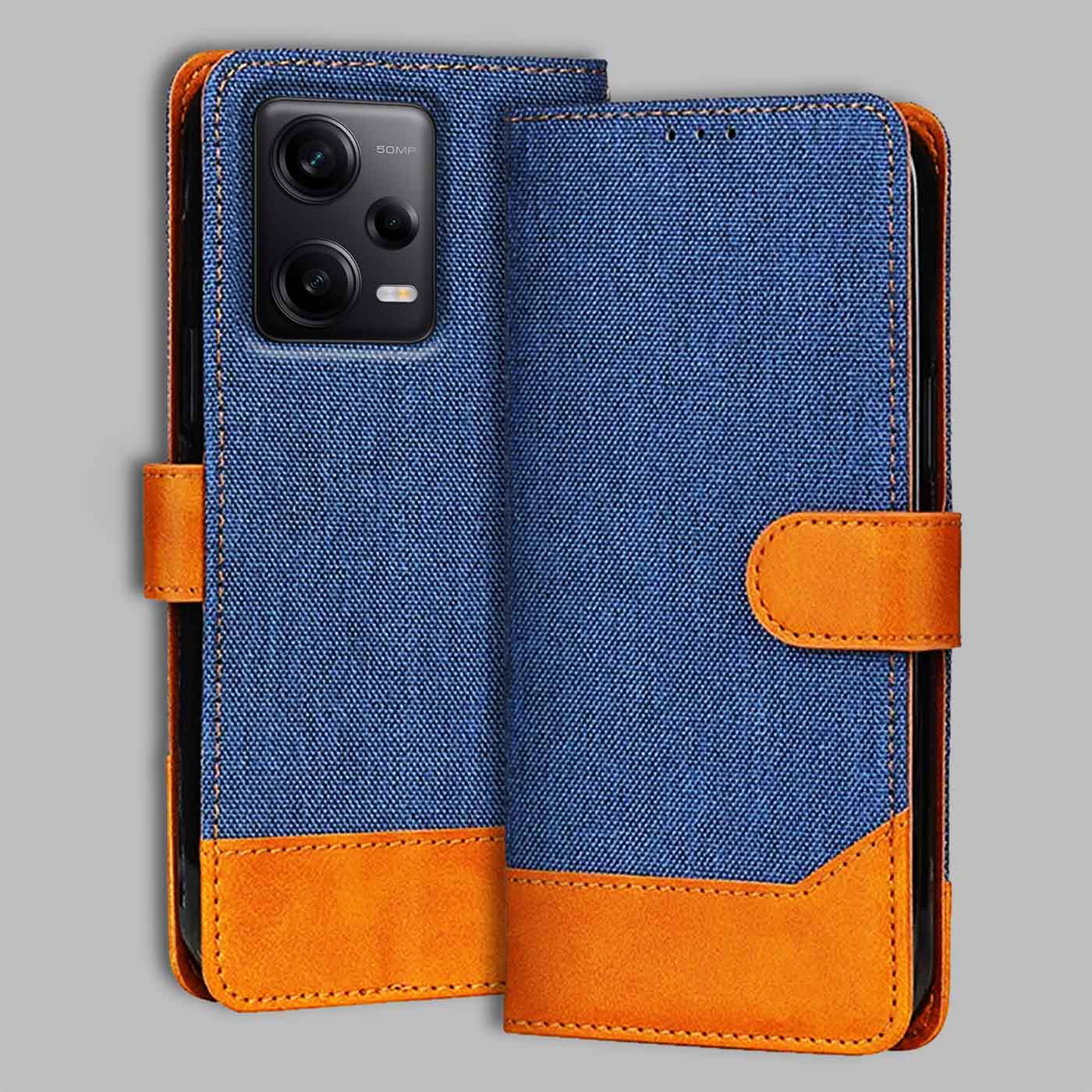 Redmi Note 12 Pro Denim flip cover in Midnight Blue — front view by Accesorios