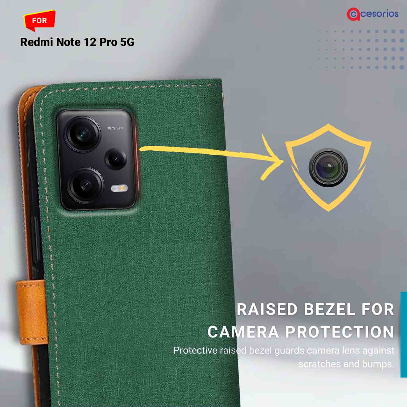 Canvas & Suede back panel — Redmi Note 12 Pro in Green mobile case