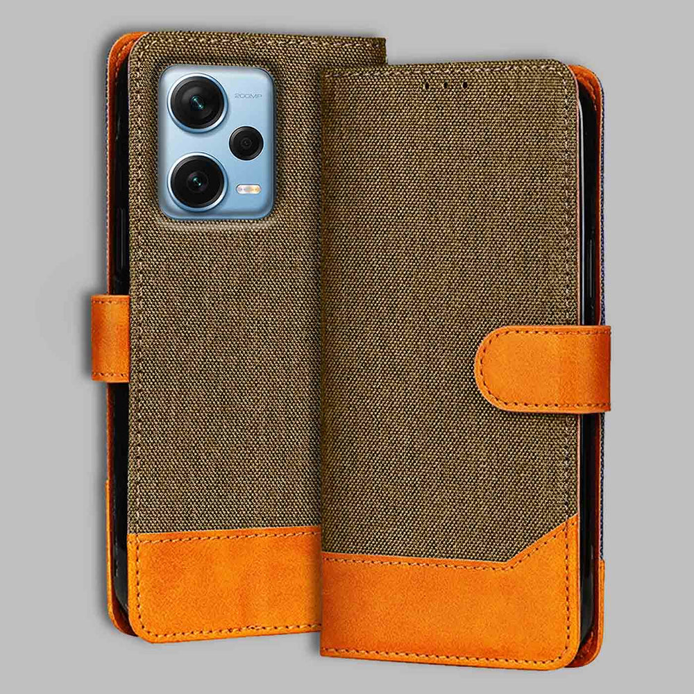 Redmi Note 12 Pro Plus flip cover in Dark Brown — front view by Accesorios
