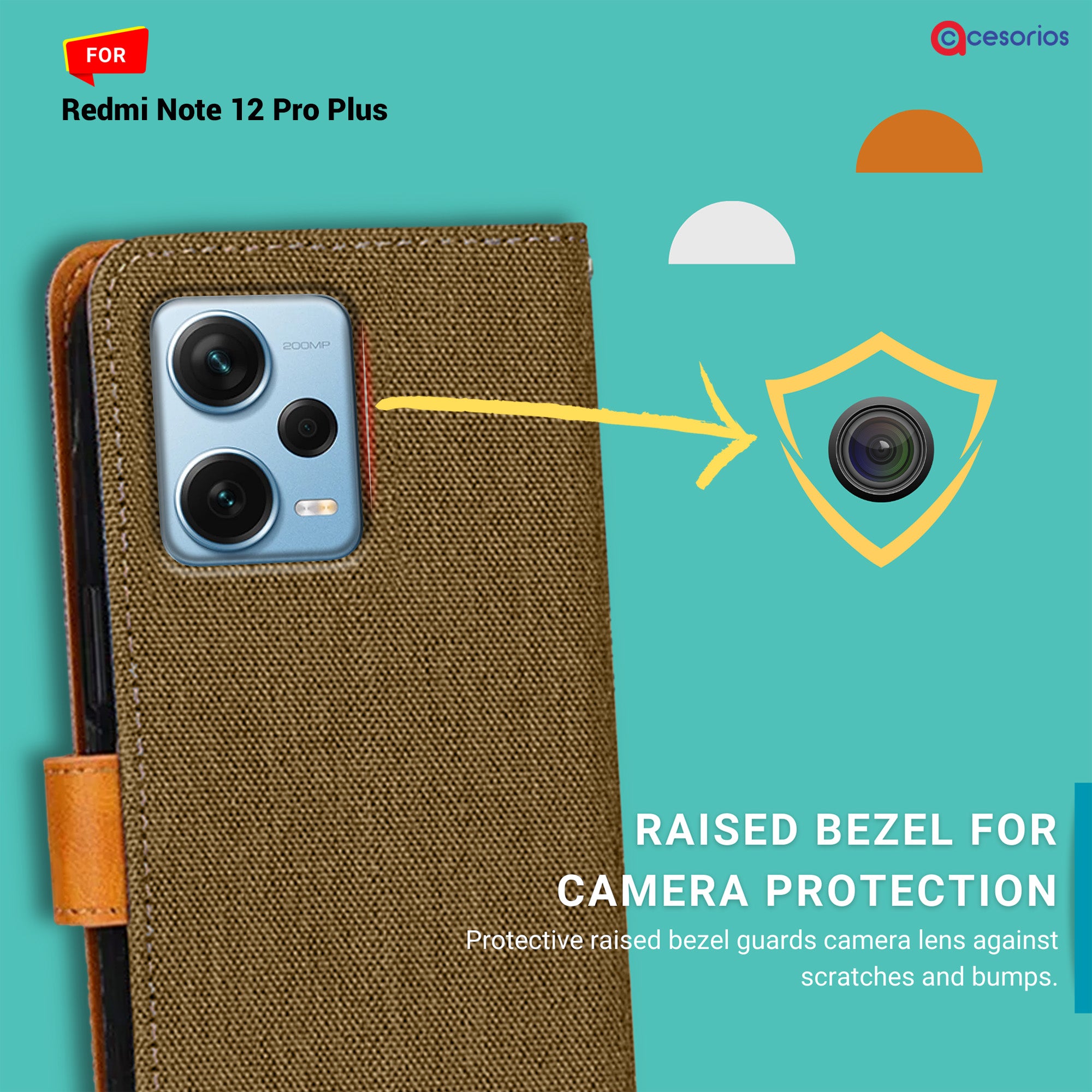 Accesorios Redmi Note 12 Pro Plus denim flip cover – Dark Brown – Image 2 #color_dark brown