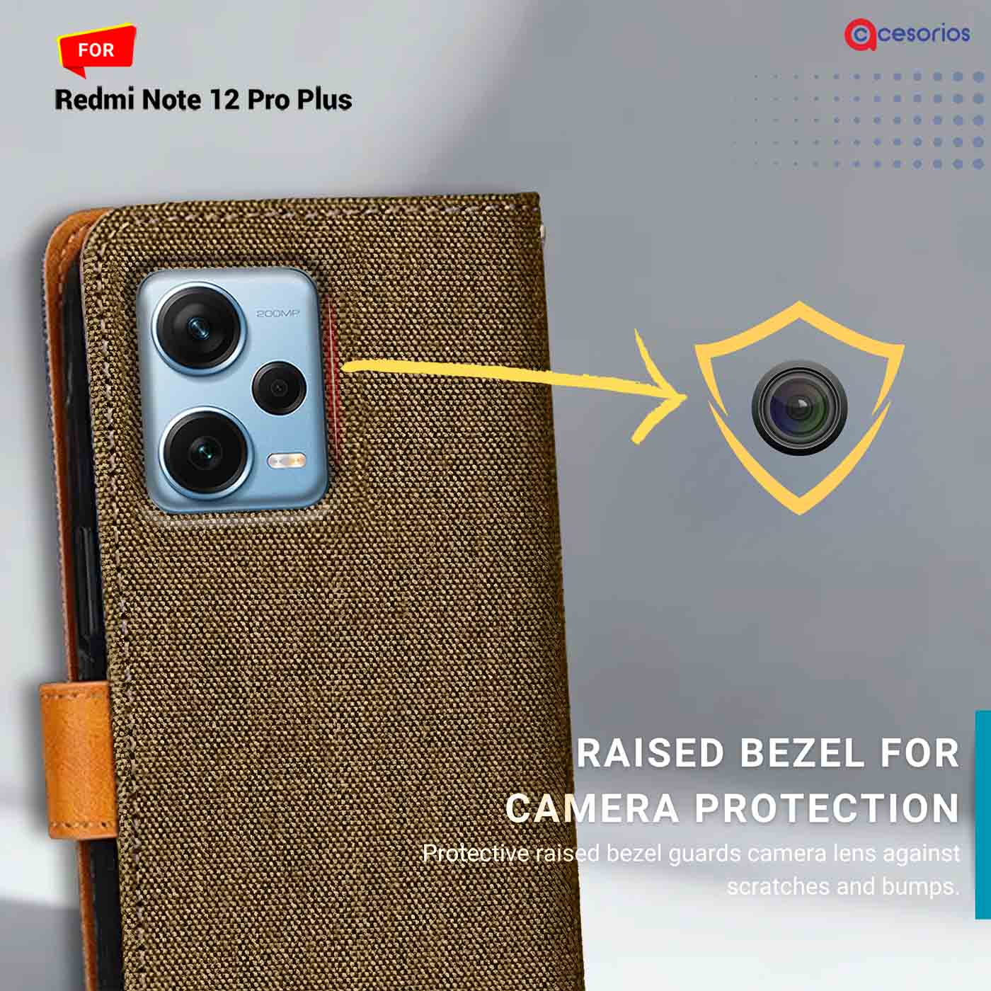 Denim & Leather back panel — Redmi Note 12 Pro Plus in Dark Brown mobile case