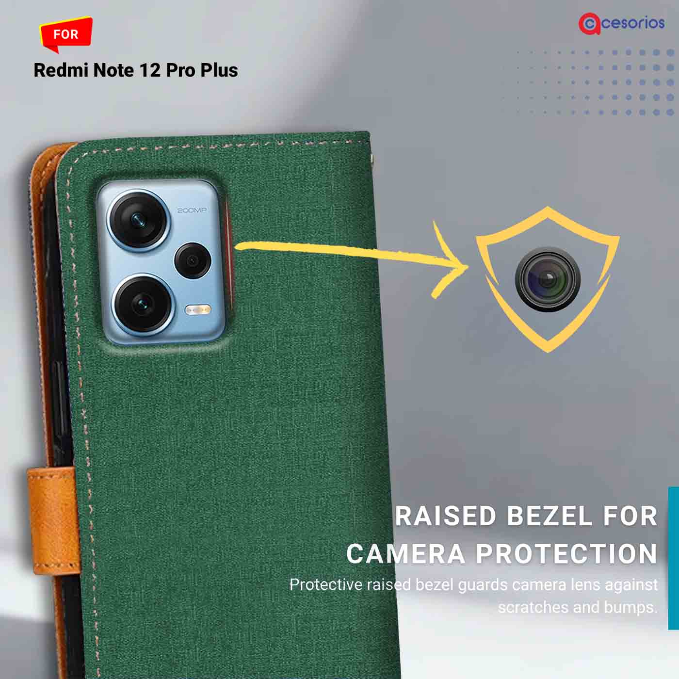 Canvas & Suede back panel — Redmi Note 12 Pro Plus in Green mobile case
