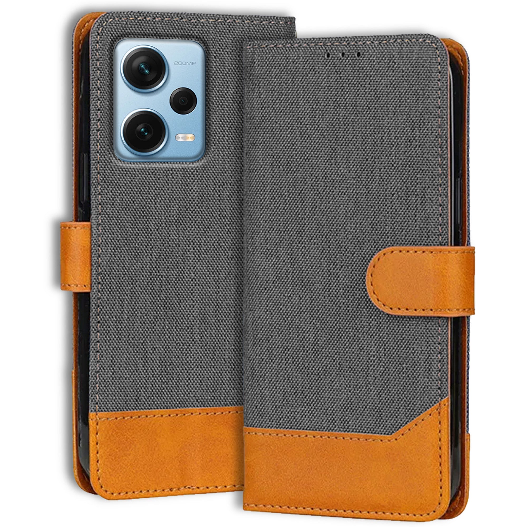 Accesorios Redmi Note 12 Pro Plus denim flip cover – Grey – Image 1 #color_grey