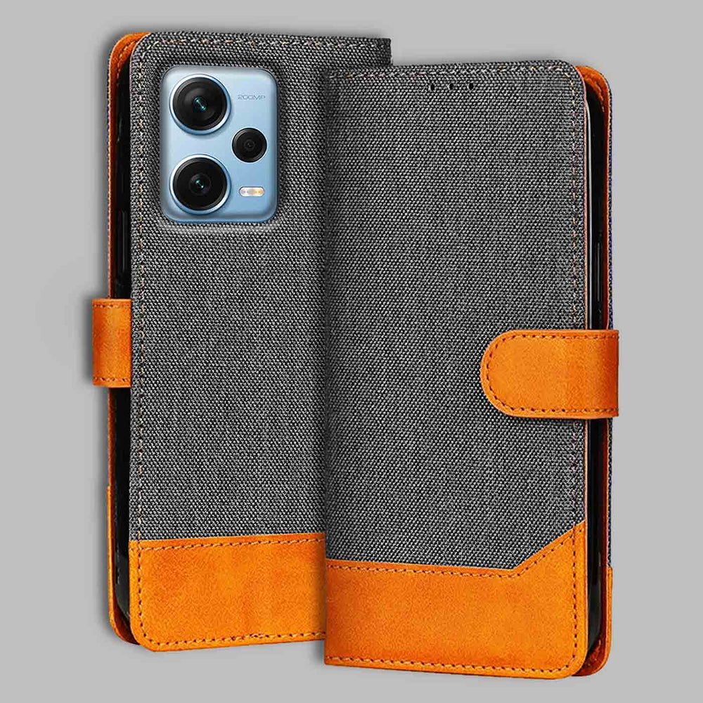 Redmi Note 12 Pro Plus flip cover in Grey — front view by Accesorios