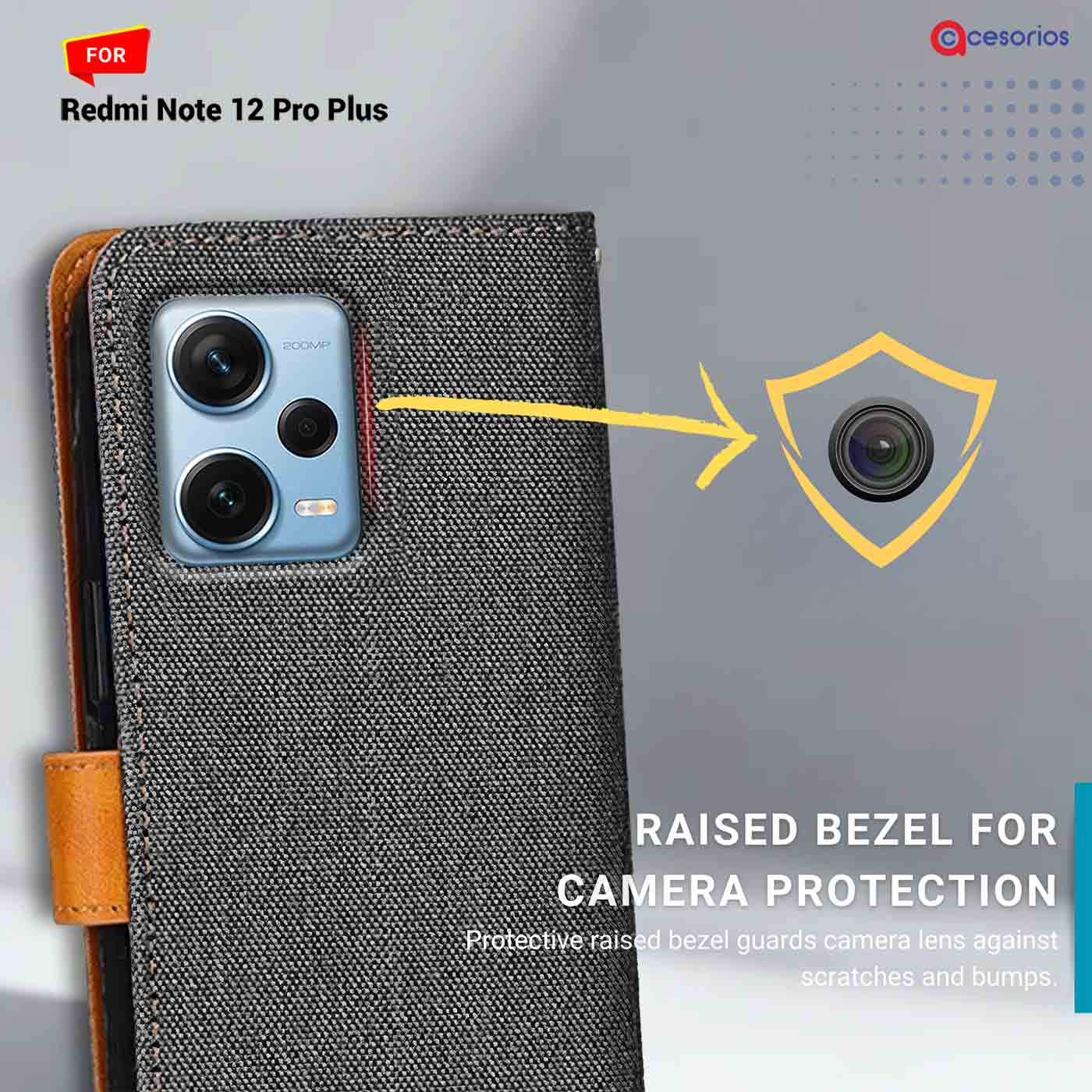 Accesorios Redmi Note 12 Pro Plus denim flip cover – Grey – Image 2 #color_