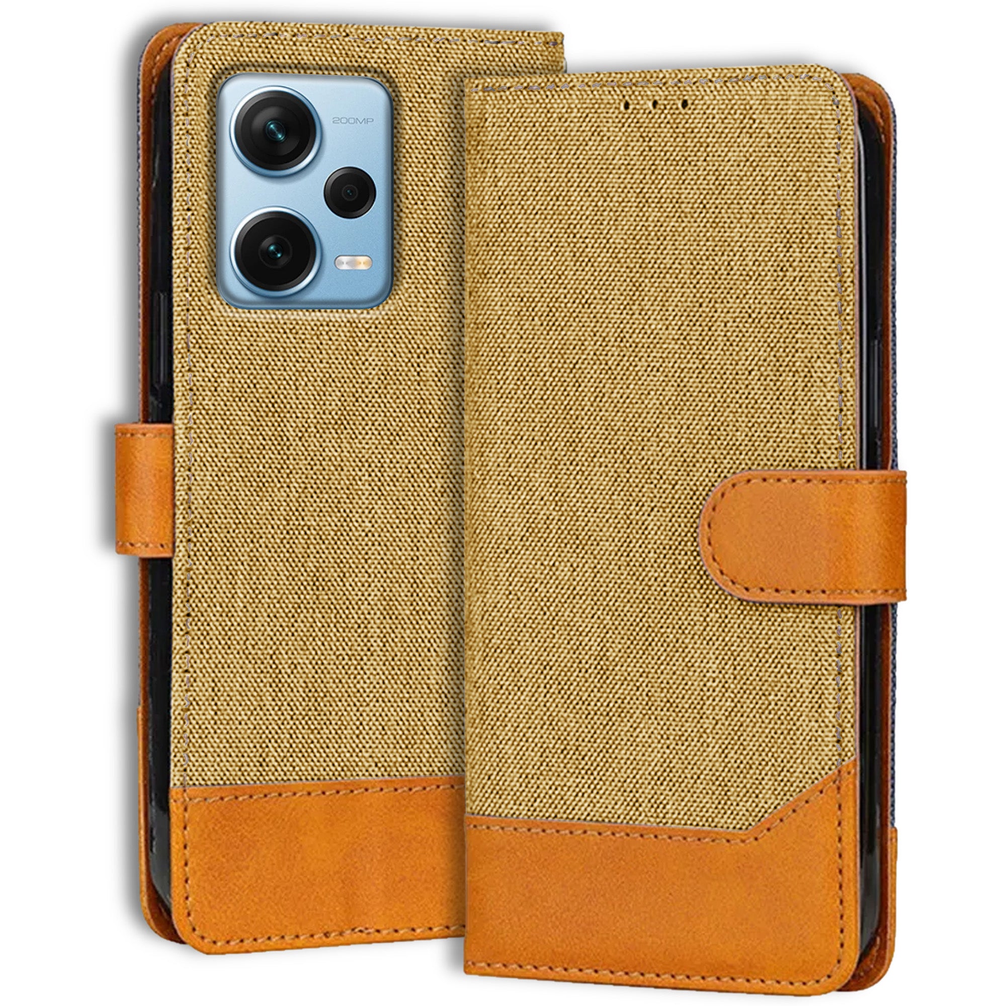 Accesorios Redmi Note 12 Pro Plus denim flip cover – Light Brown – Image 1 #color_light brown