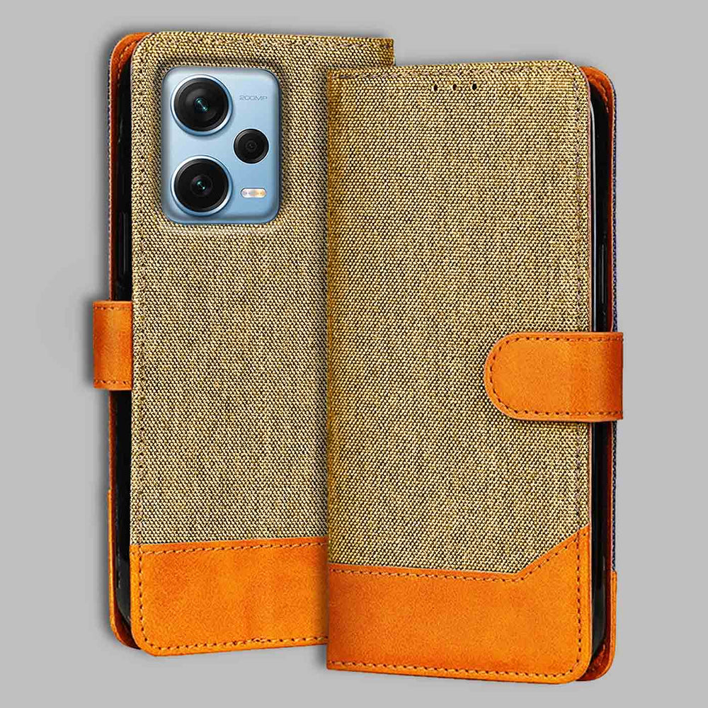 Redmi Note 12 Pro Plus flip cover in Light Brown — front view by Accesorios