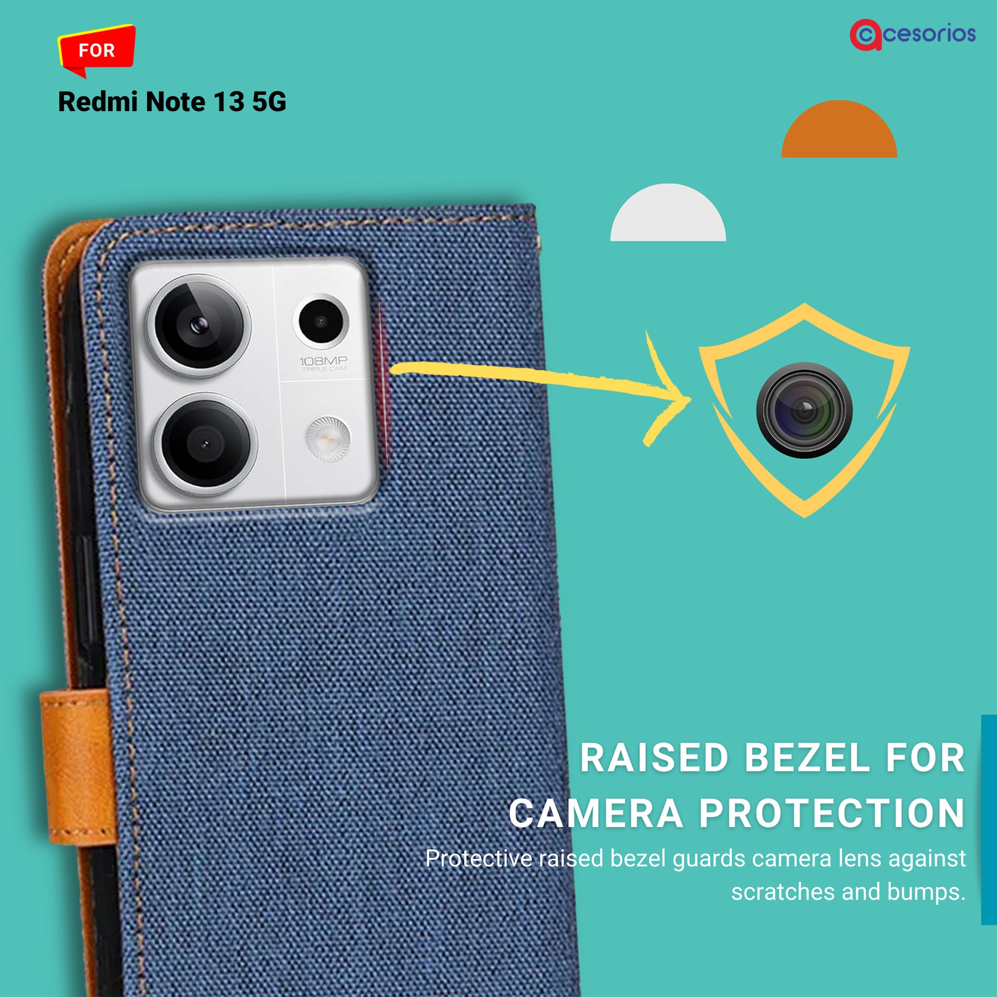 Accesorios Redmi Note 13 5G denim flip cover – Blue – Image 2 #color_blue