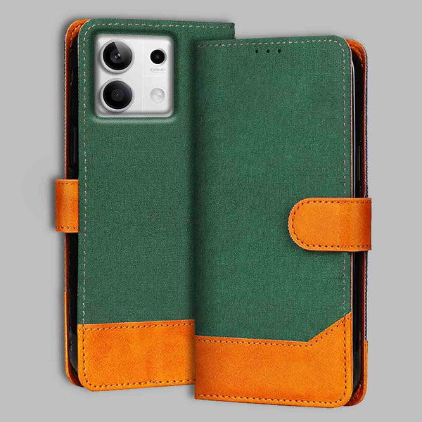 Redmi Note 13 5G Flip Cover — Chambray, Forest Green after a year of daily use