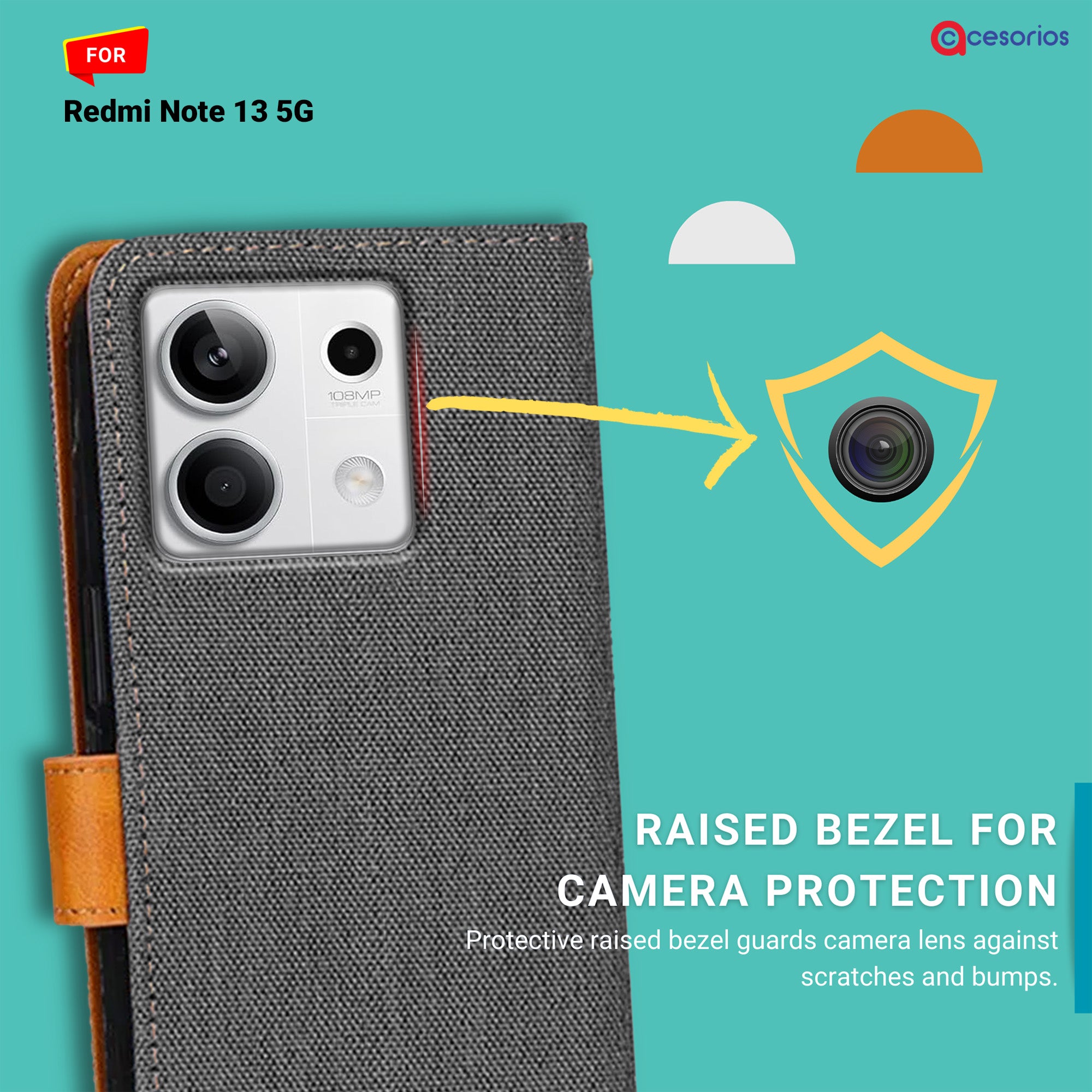 Accesorios Redmi Note 13 5G denim flip cover – Grey – Image 2 #color_grey