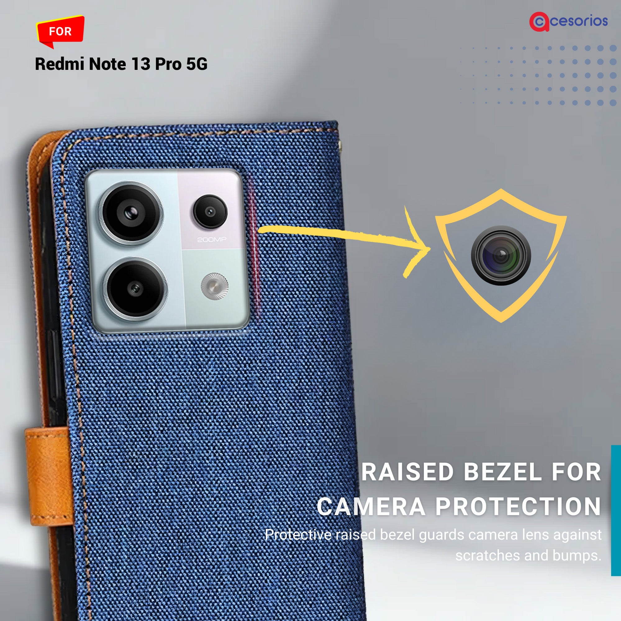 Accesorios Redmi Note 13 Pro 5G denim flip cover – Blue – Image 2 #color_