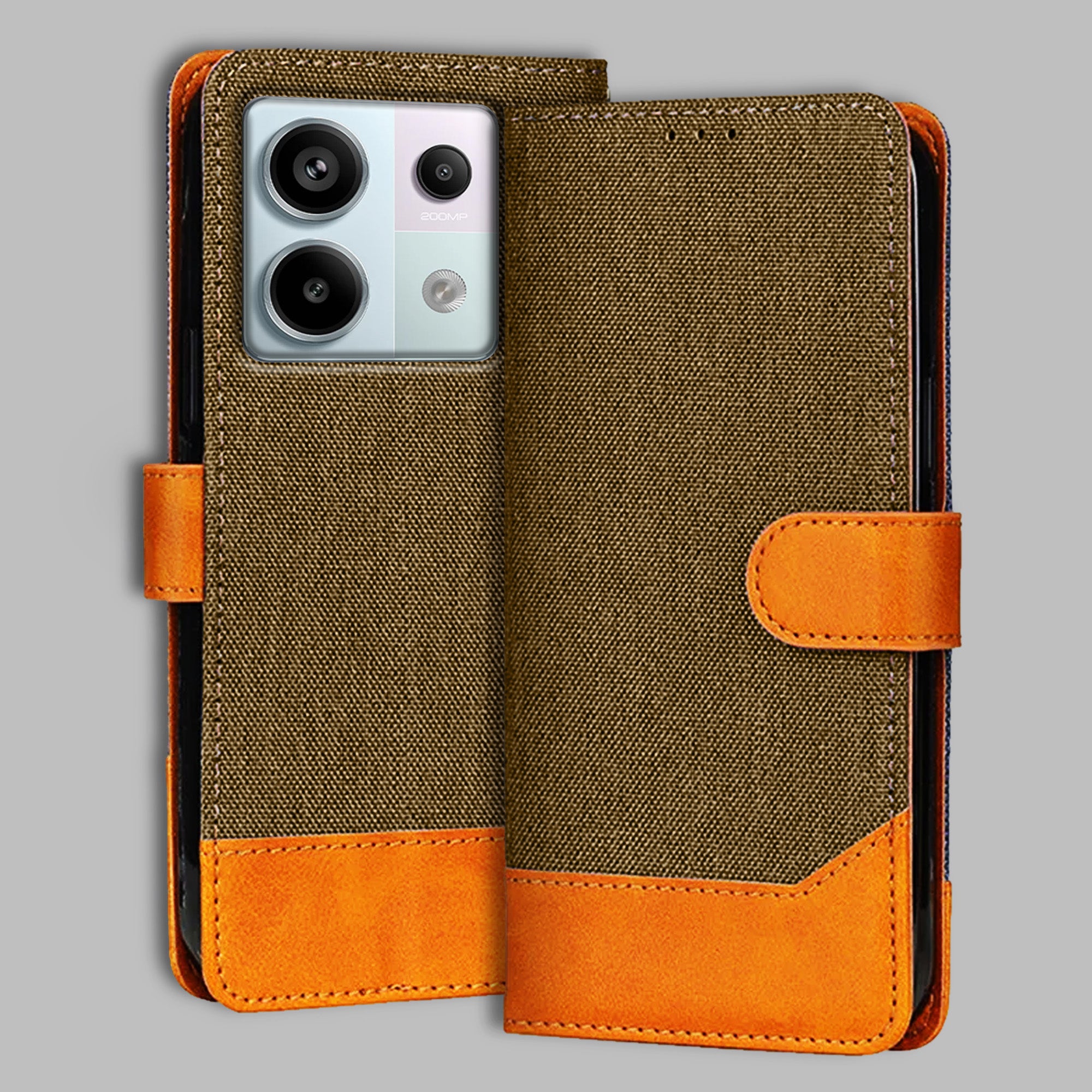 Accesorios Redmi Note 13 Pro 5G denim flip cover – Dark Brown – Image 1 #color_dark b