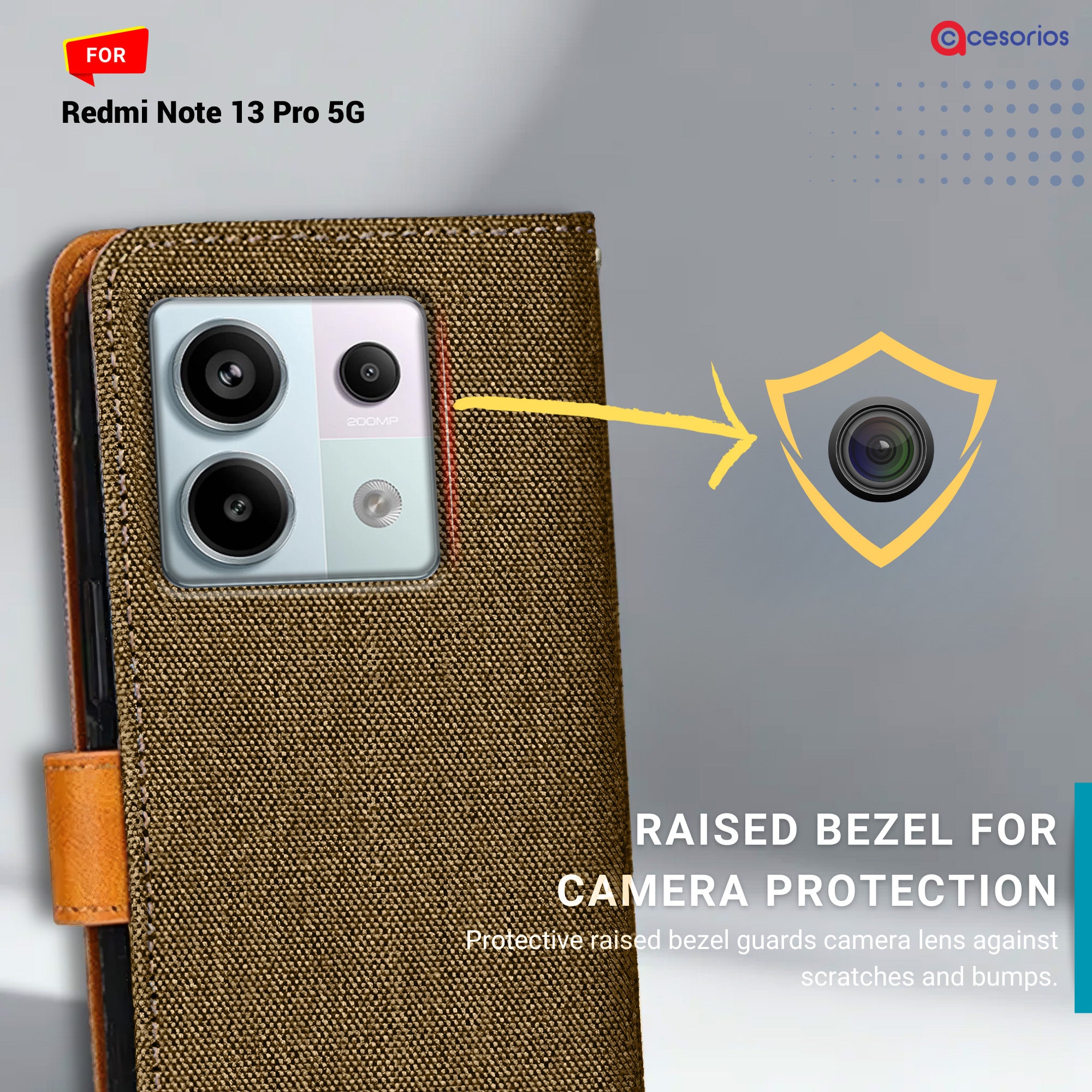 Denim & Leather back panel — Redmi Note 13 Pro 5G in Dark Brown mobile case