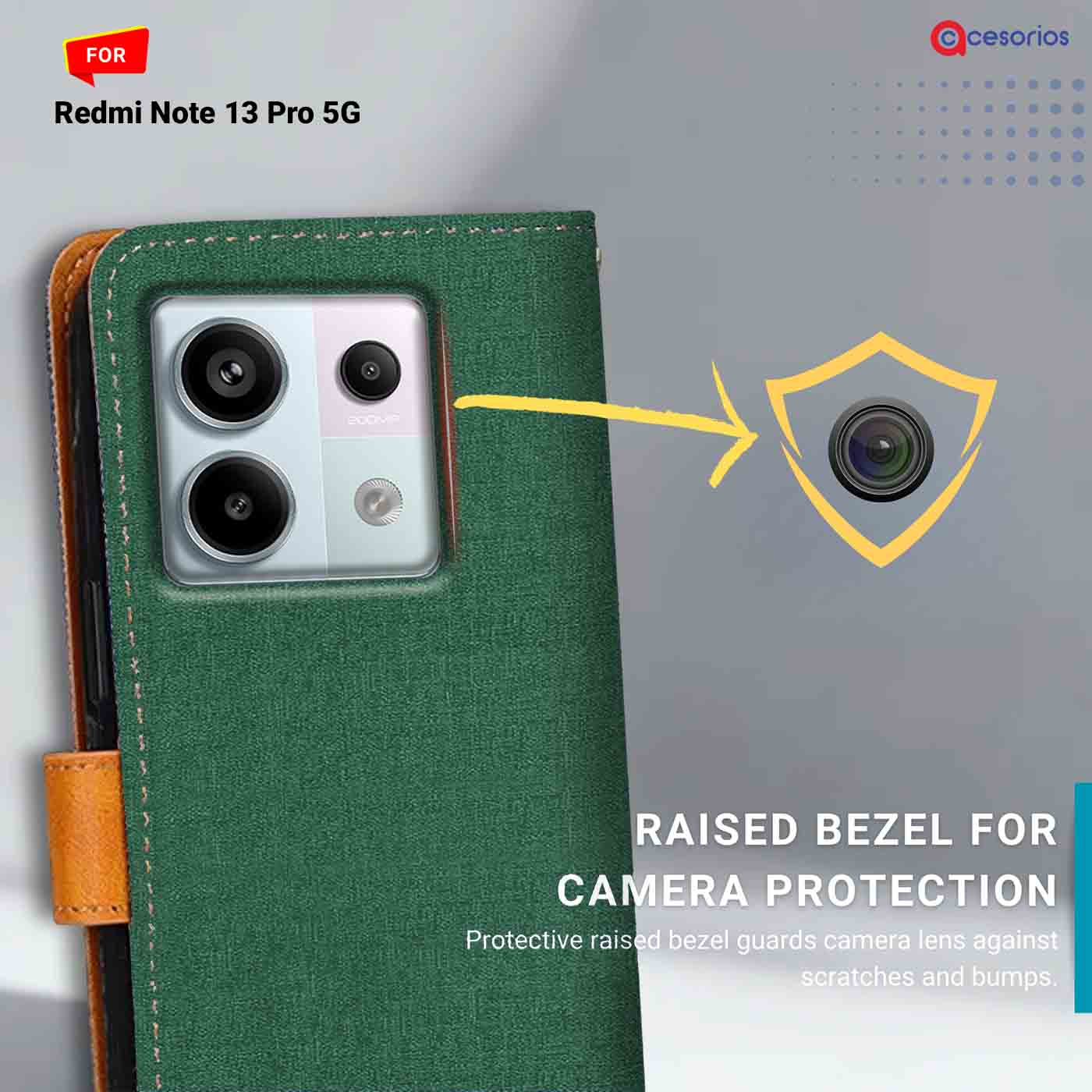Accesorios Redmi Note 13 Pro 5G denim flip cover – Green – Image 2 #color_g