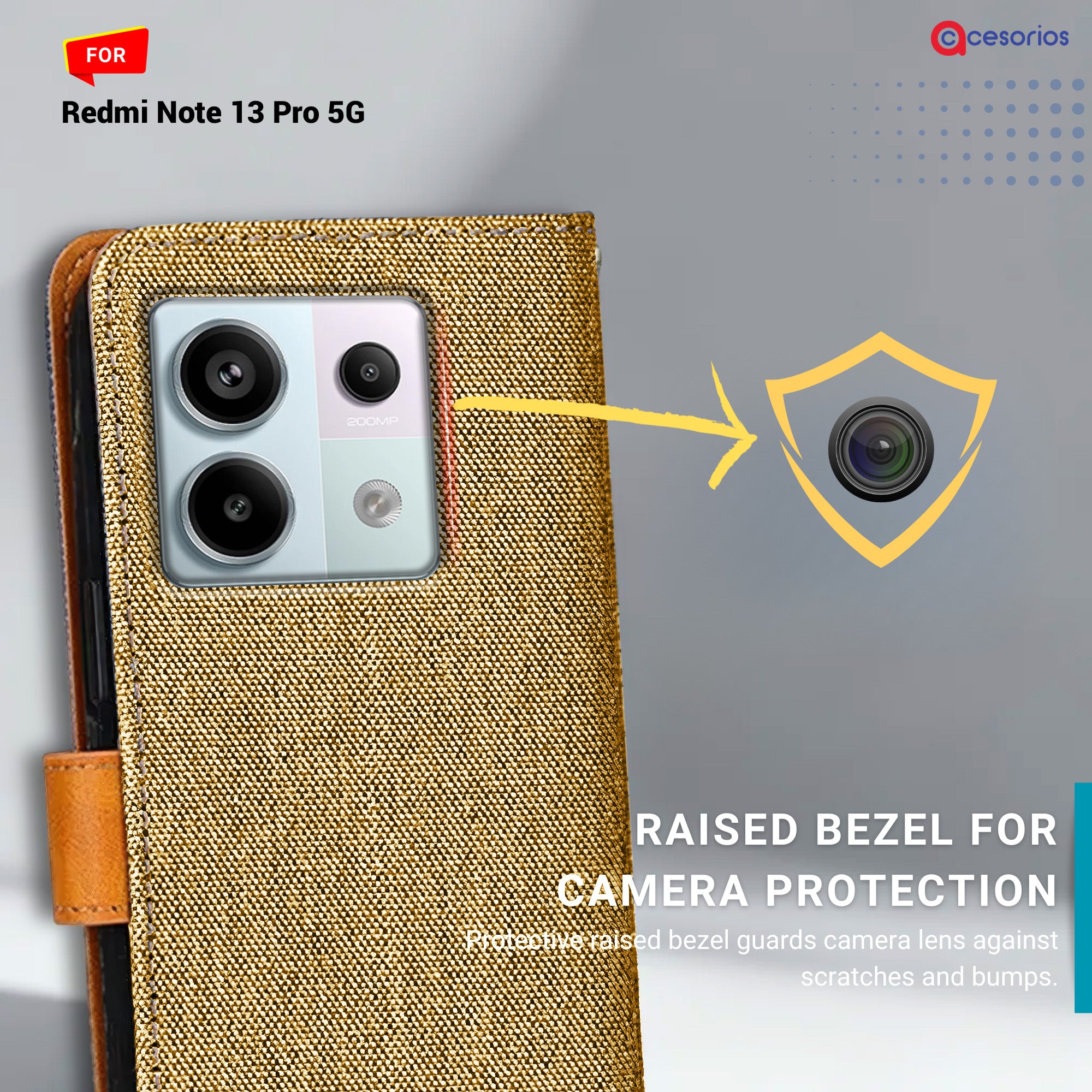 Accesorios Redmi Note 13 Pro 5G denim flip cover – Light Brown – Image 2 #color_light b