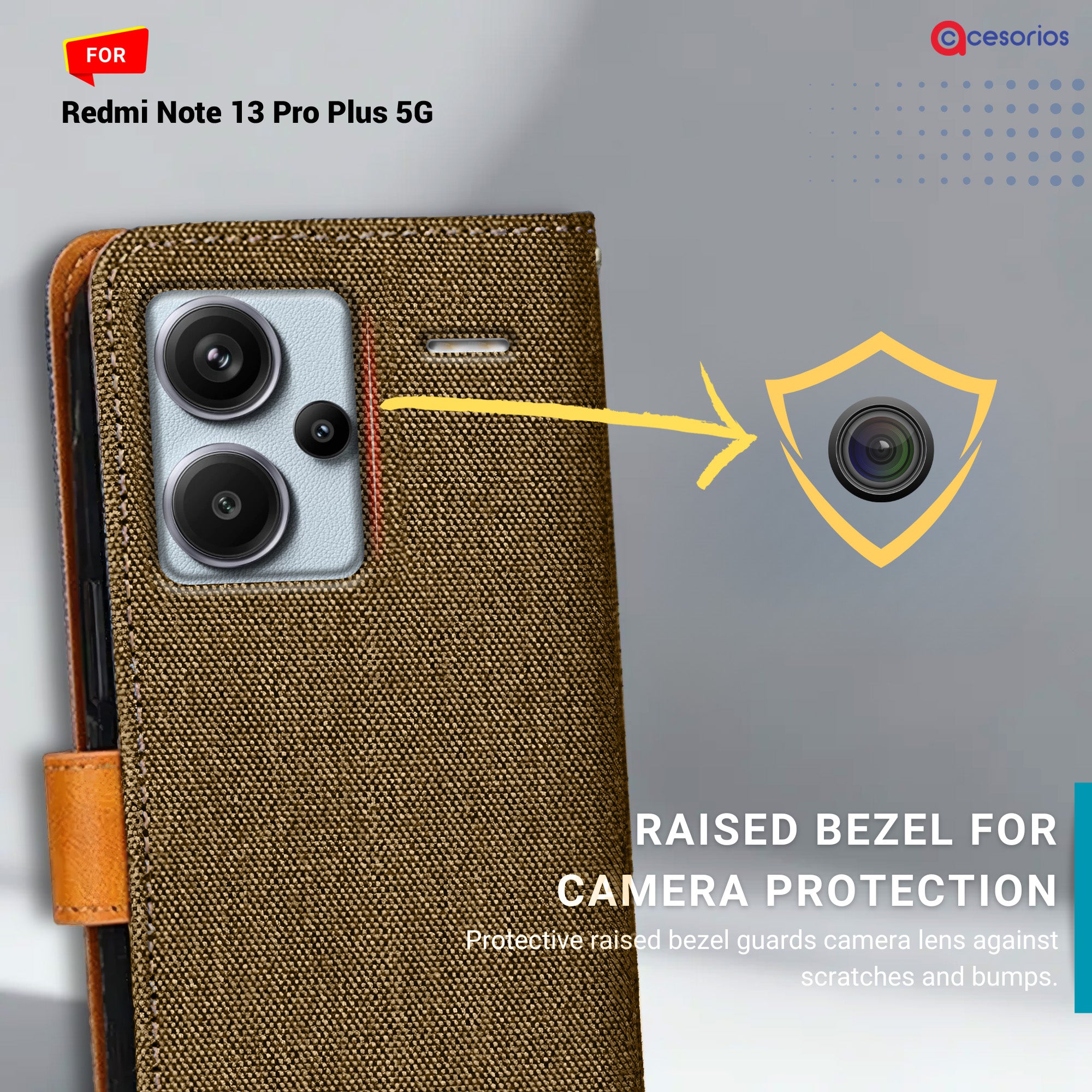 Denim & Leather back panel — Redmi Note 13 Pro Plus 5G in Dark Brown mobile case