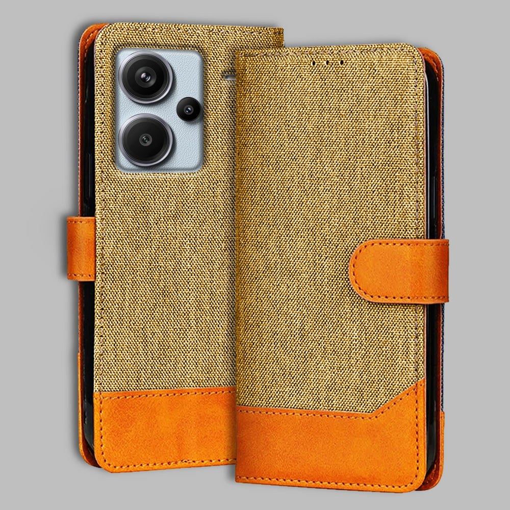Redmi Note 13 Pro Plus 5G flip cover in Light Brown — front view by Accesorios
