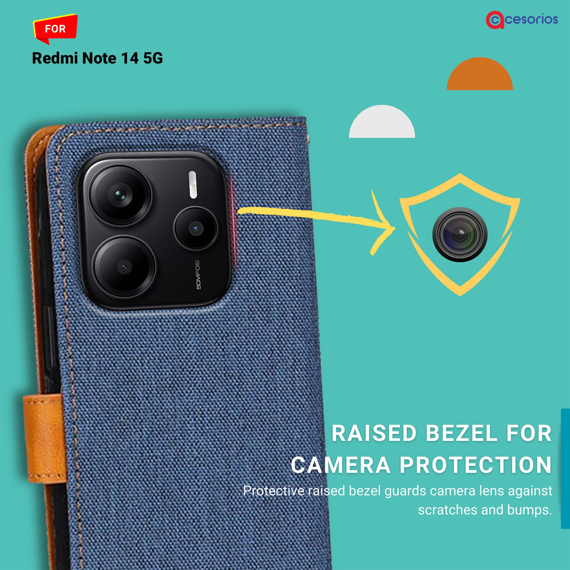 Accesorios Redmi Note 14 5G denim flip cover – Blue – Image 2 #color_blue