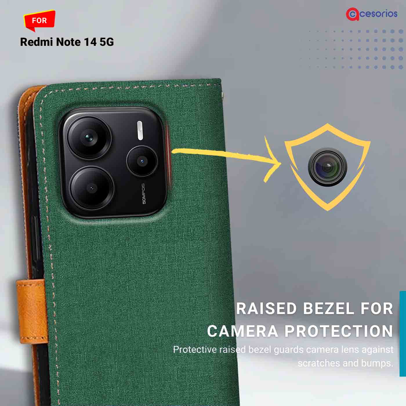 Canvas & Suede back panel — Redmi Note 14 5G in Green mobile case