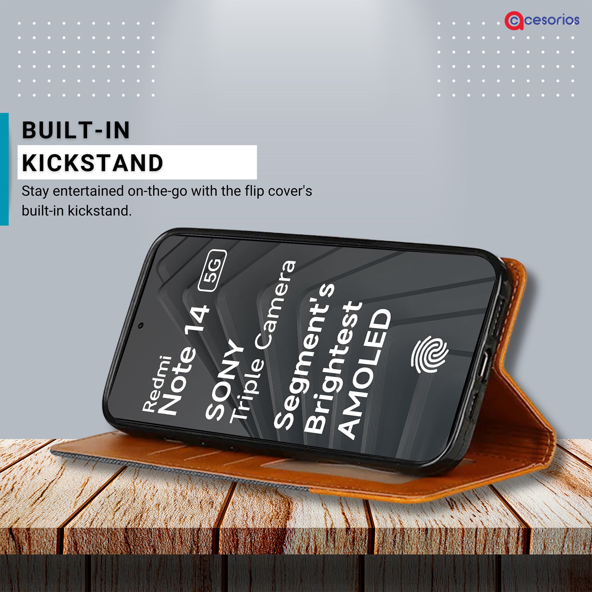Accesorios Redmi Note 14 5G denim flip cover – Grey – Image 4 #color_grey