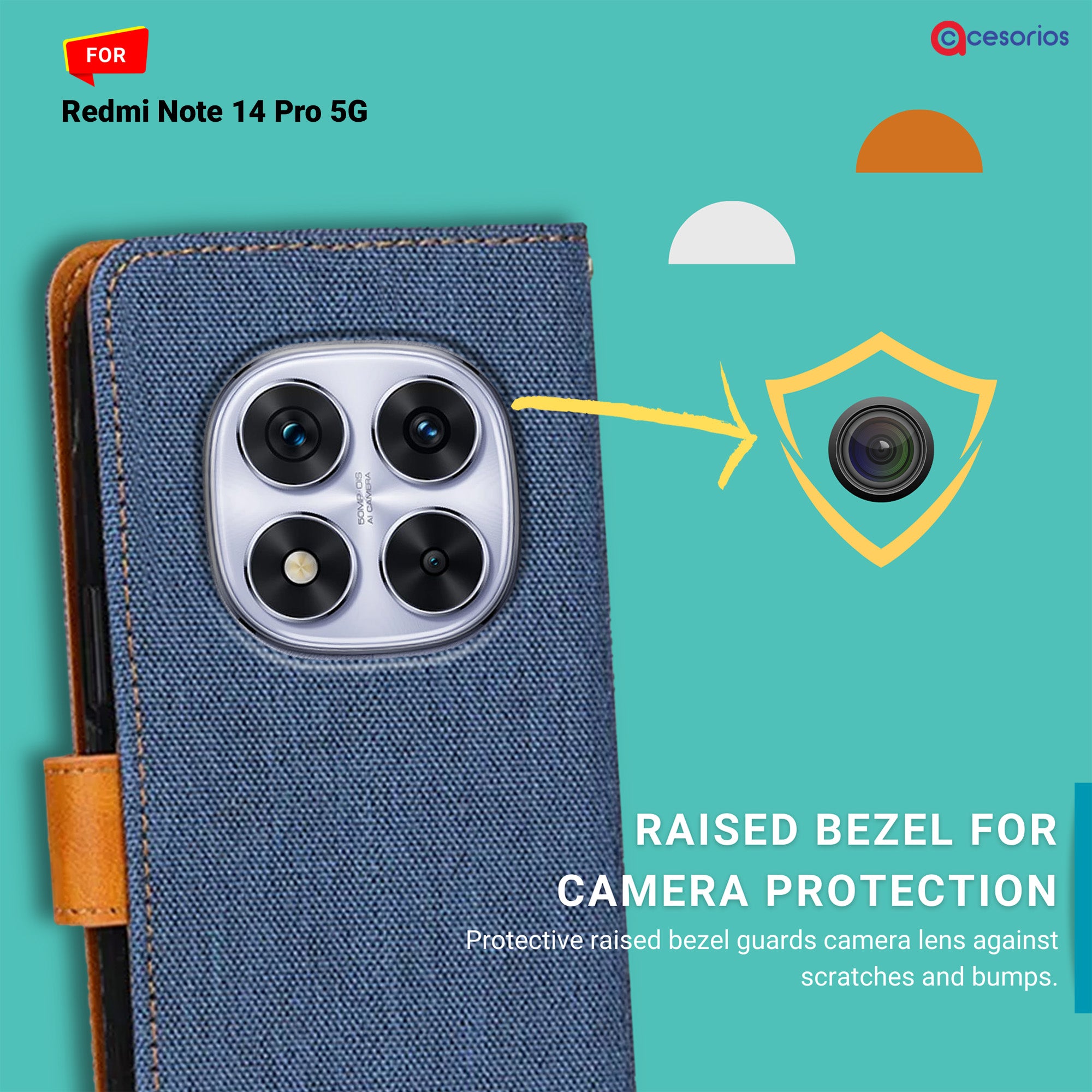Accesorios Redmi Note 14 Pro 5G denim flip cover – Blue – Image 2 #color_blue