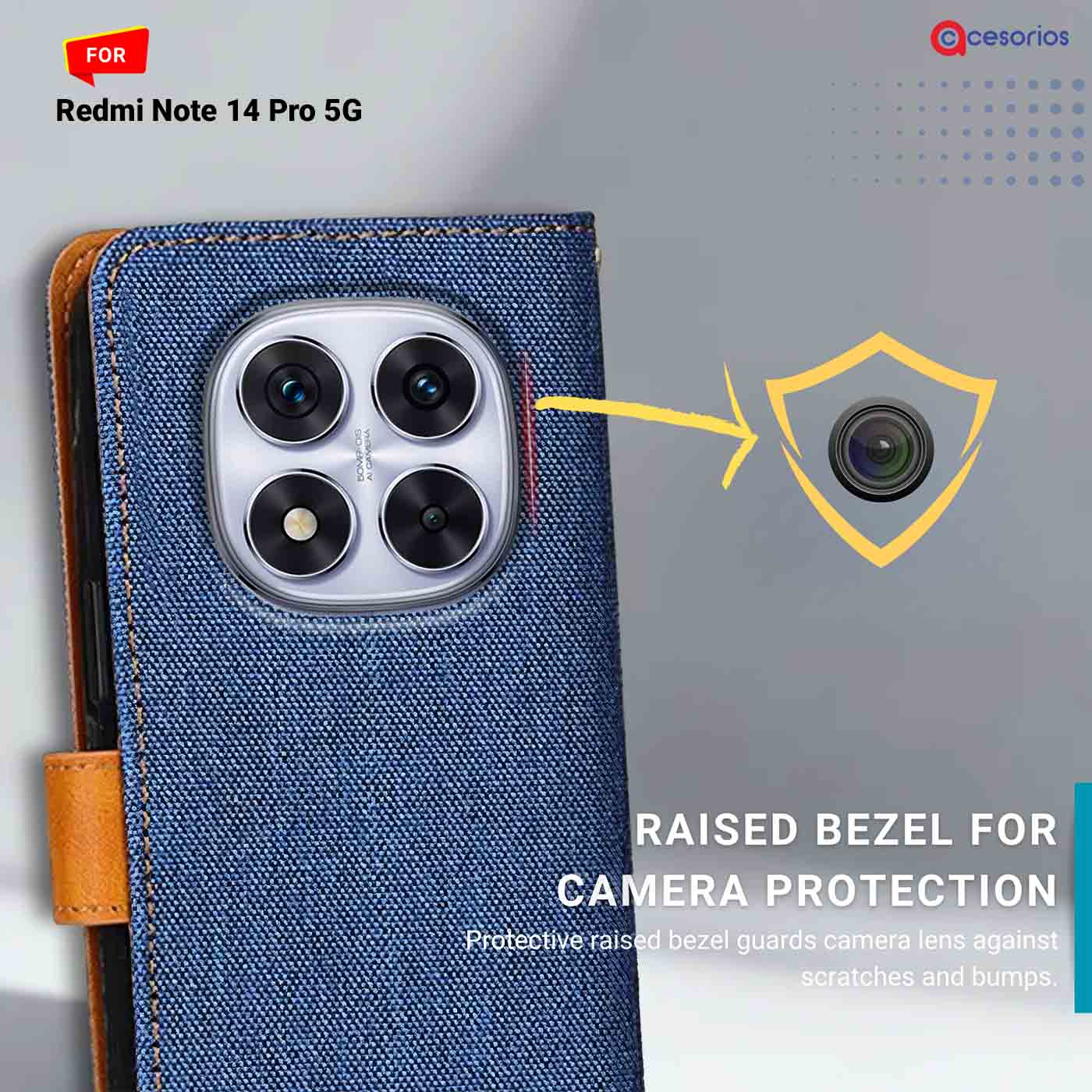 Accesorios Redmi Note 14 Pro 5G denim flip cover – Blue – Image 2 #color_